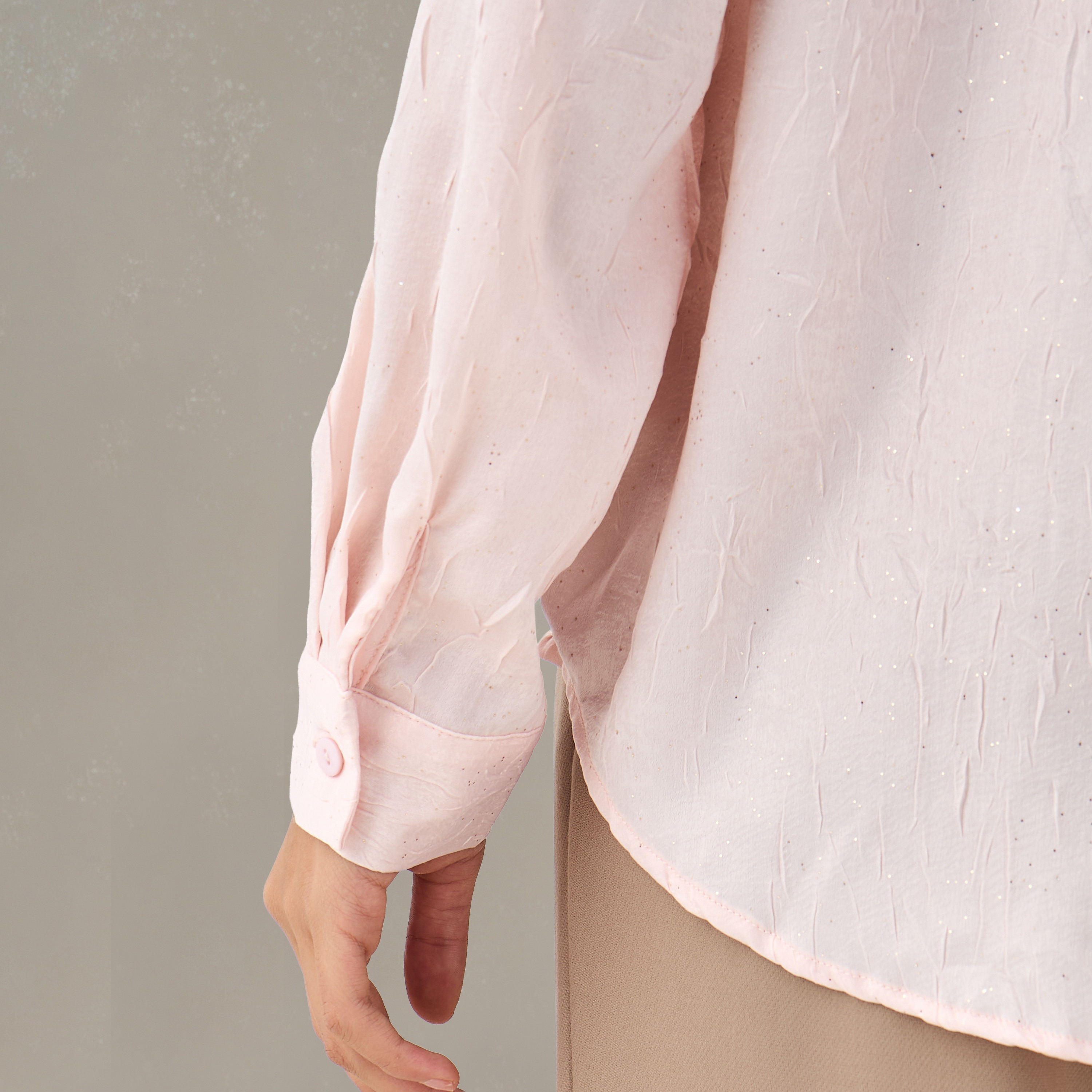 Regular Fit Viscose Textured Shirt with Collar-women-clothing-shirtsandblouses-shirts-image-6