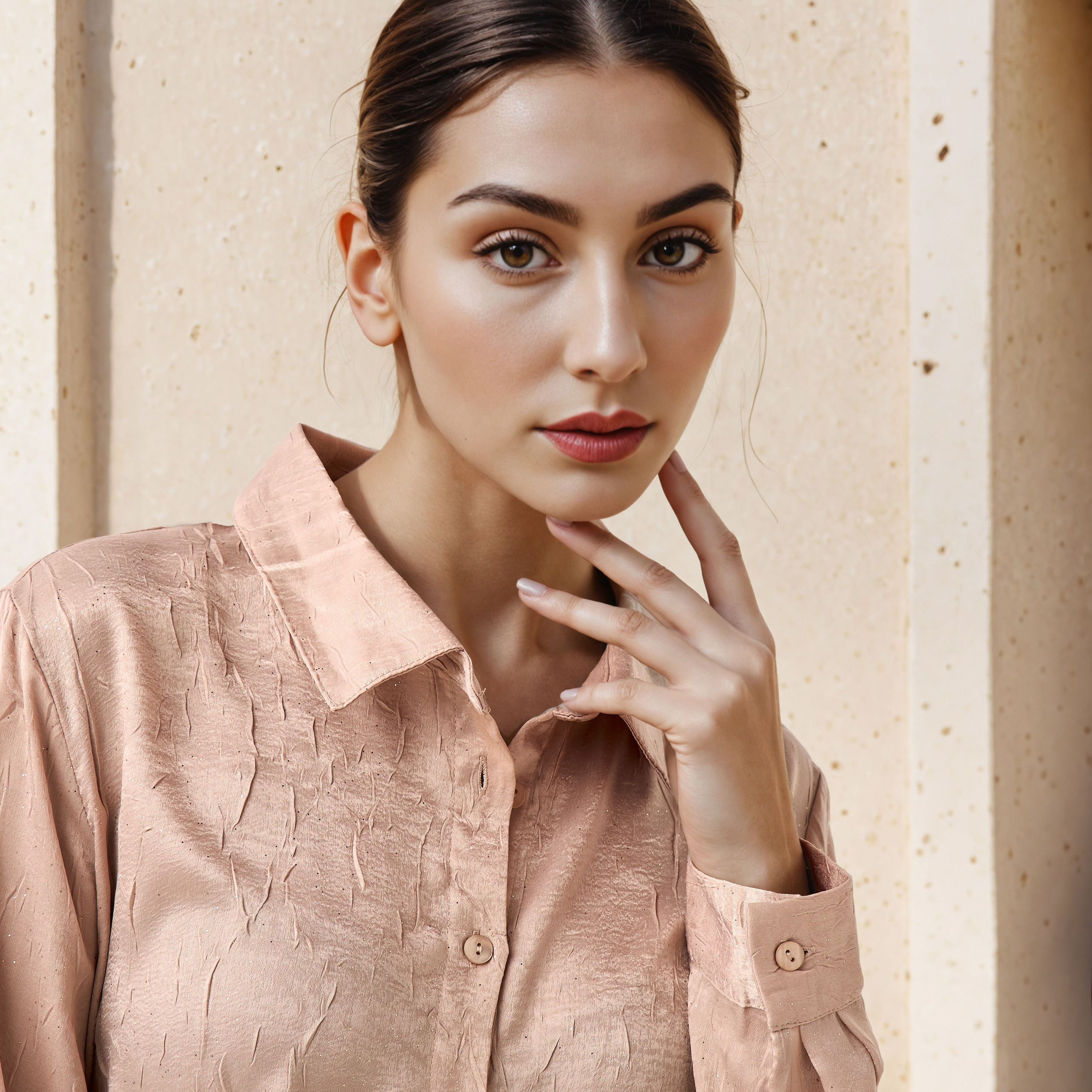 Regular Fit Viscose Textured Shirt with Collar-women-clothing-shirtsandblouses-shirts-image-4