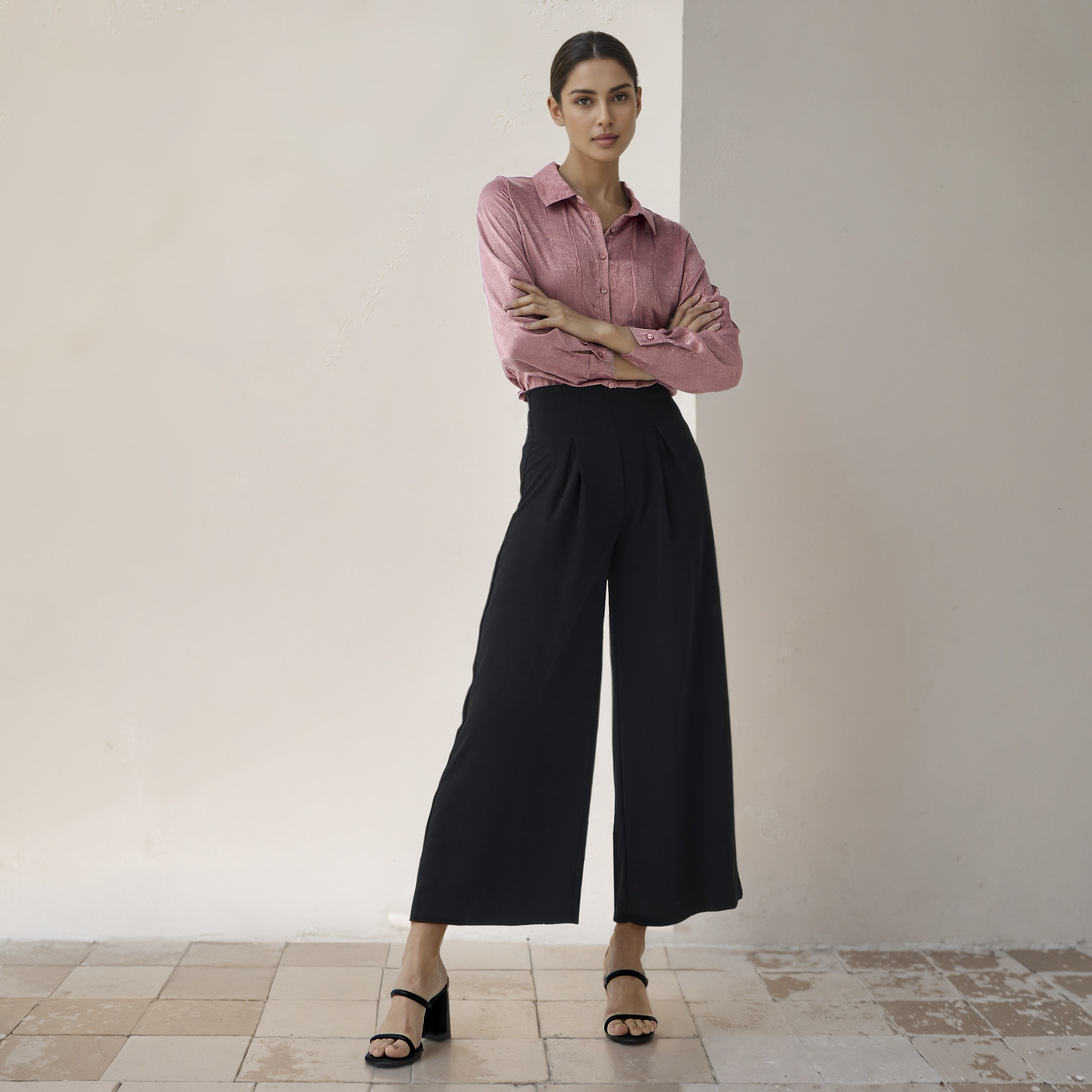 Regular Fit Viscose Textured Shirt with Collar-women-clothing-shirtsandblouses-shirts-image-2