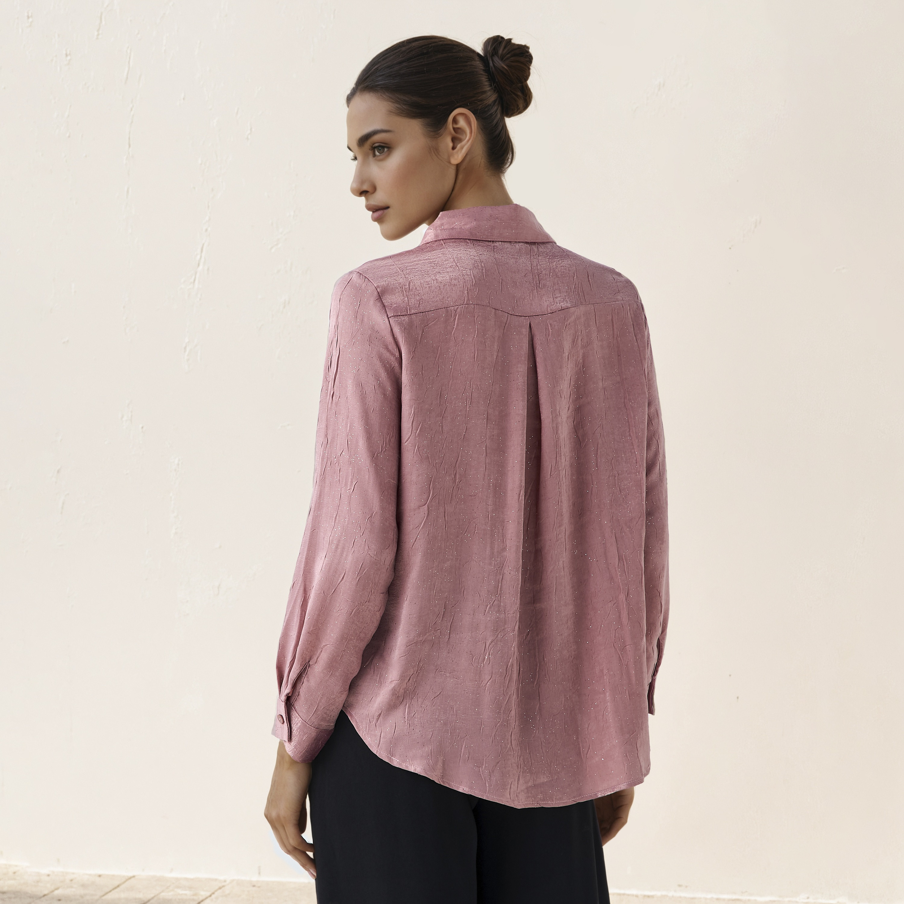 Regular Fit Viscose Textured Shirt with Collar-women-clothing-shirtsandblouses-shirts-image-3