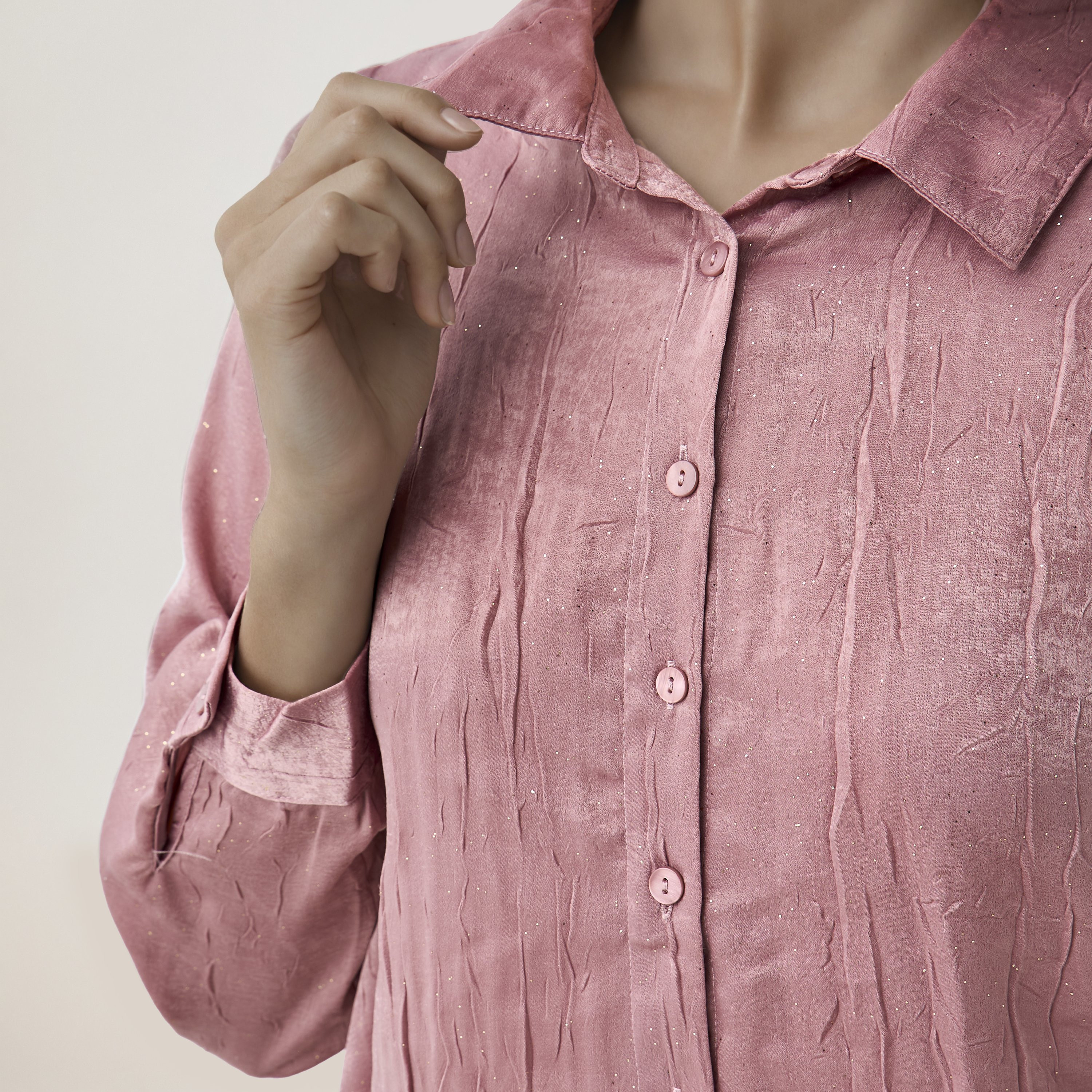 Regular Fit Viscose Textured Shirt with Collar-women-clothing-shirtsandblouses-shirts-image-4