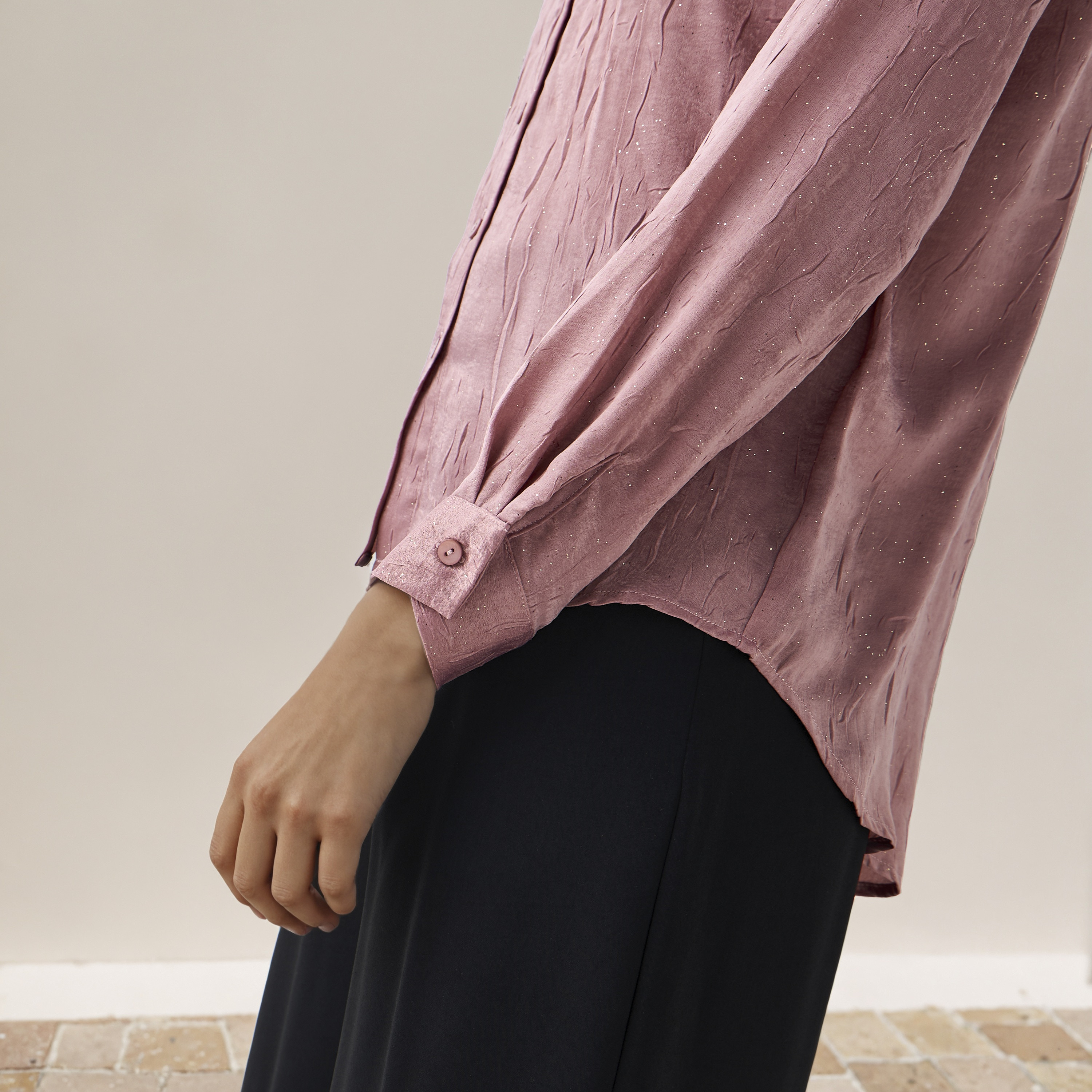 Regular Fit Viscose Textured Shirt with Collar-women-clothing-shirtsandblouses-shirts-image-5