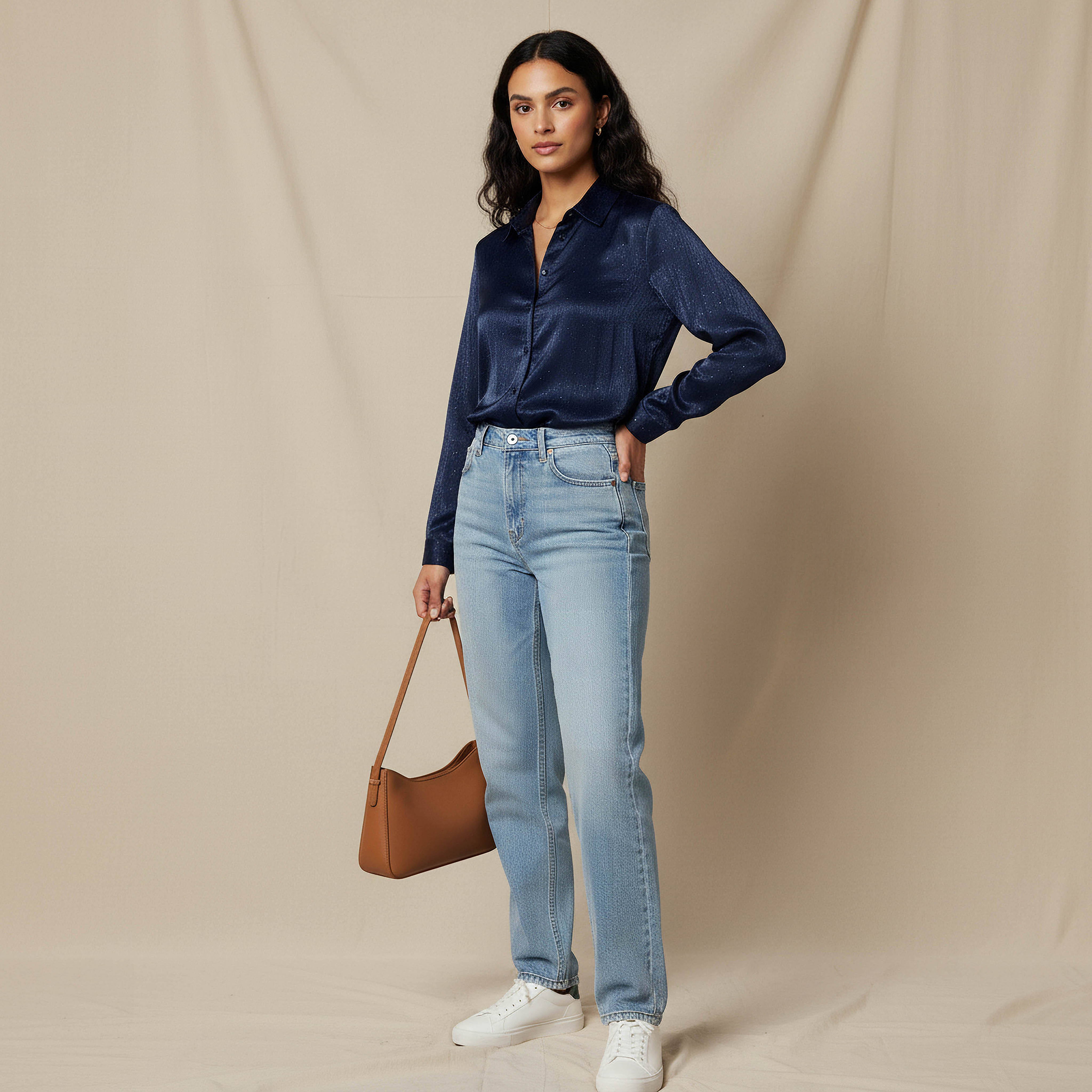 Regular Fit Viscose Textured Shirt with Collar-women-clothing-shirtsandblouses-shirts-image-2