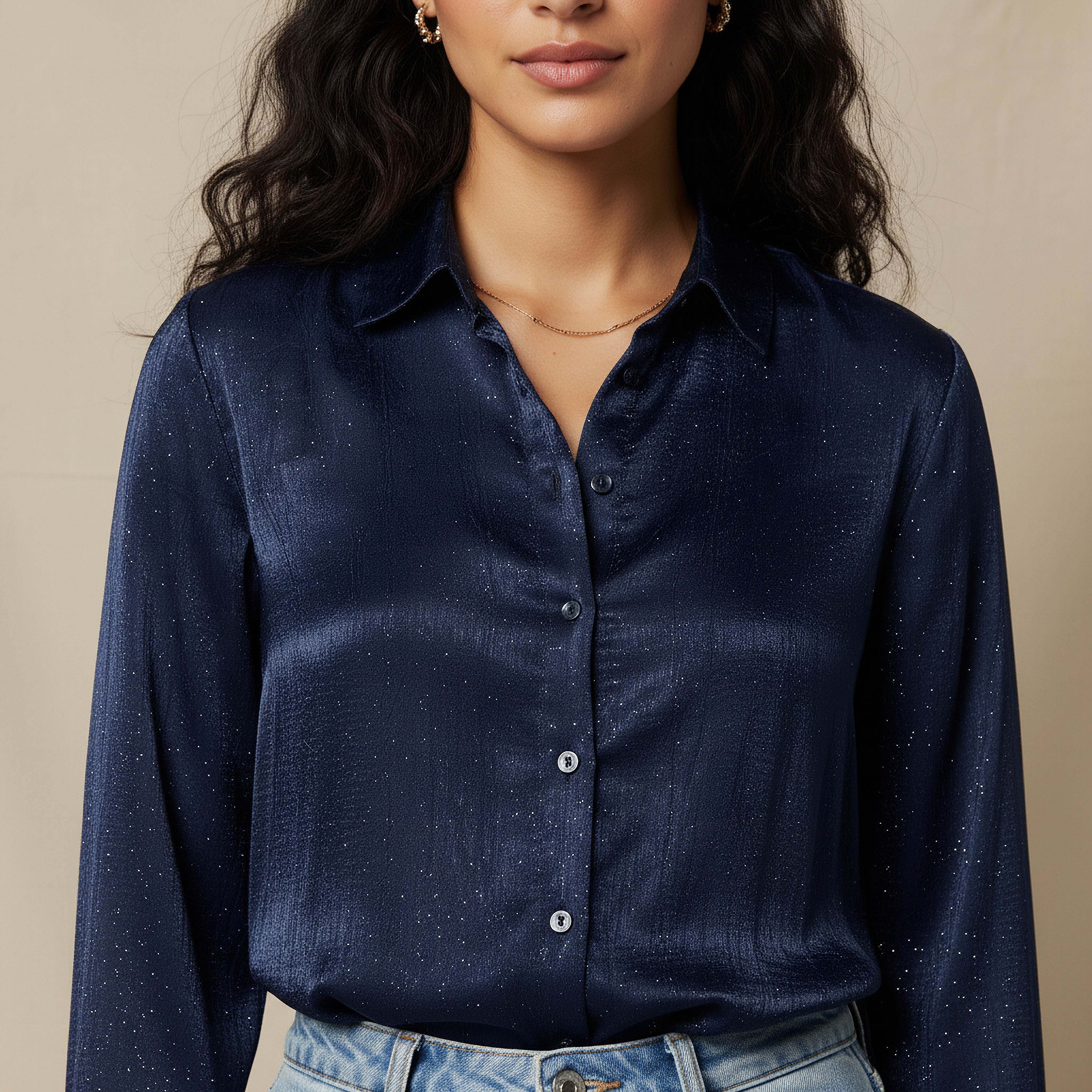 Regular Fit Viscose Textured Shirt with Collar-women-clothing-shirtsandblouses-shirts-image-4