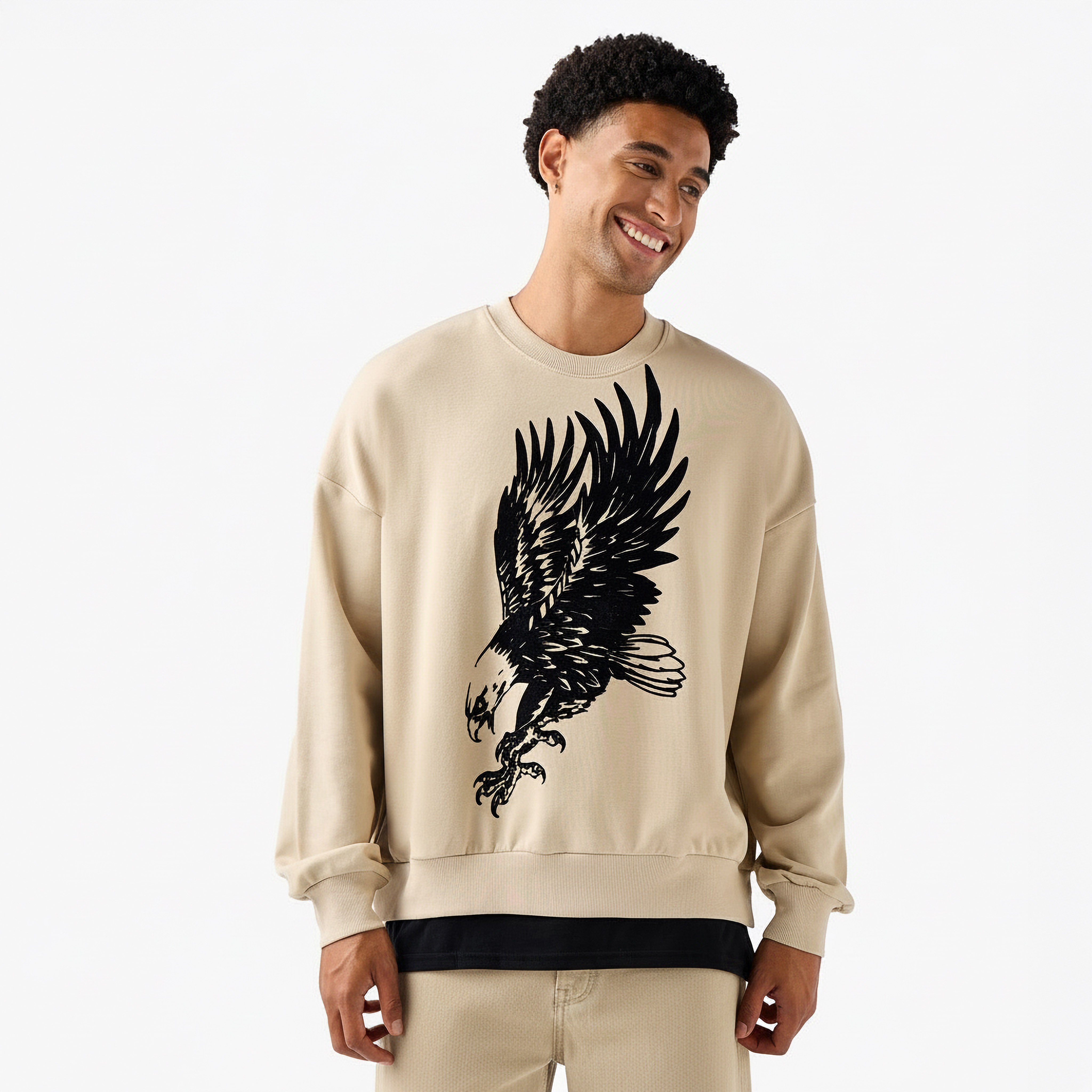 Men Oversized Eagle Print Oversized Sweatshirt-men-winterwear-hoodiesandsweatshirts-image-1
