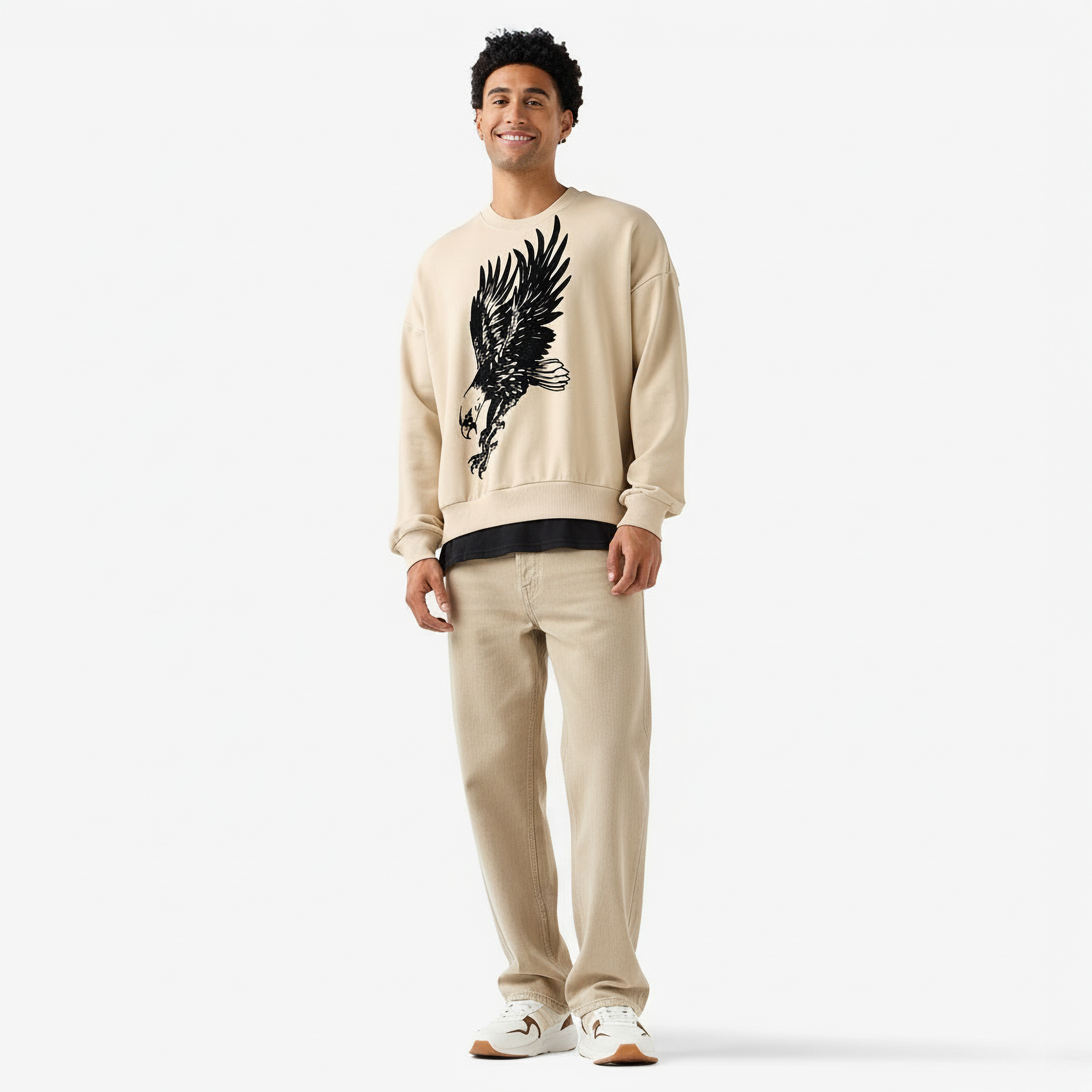 Men Oversized Eagle Print Oversized Sweatshirt-men-winterwear-hoodiesandsweatshirts-image-2