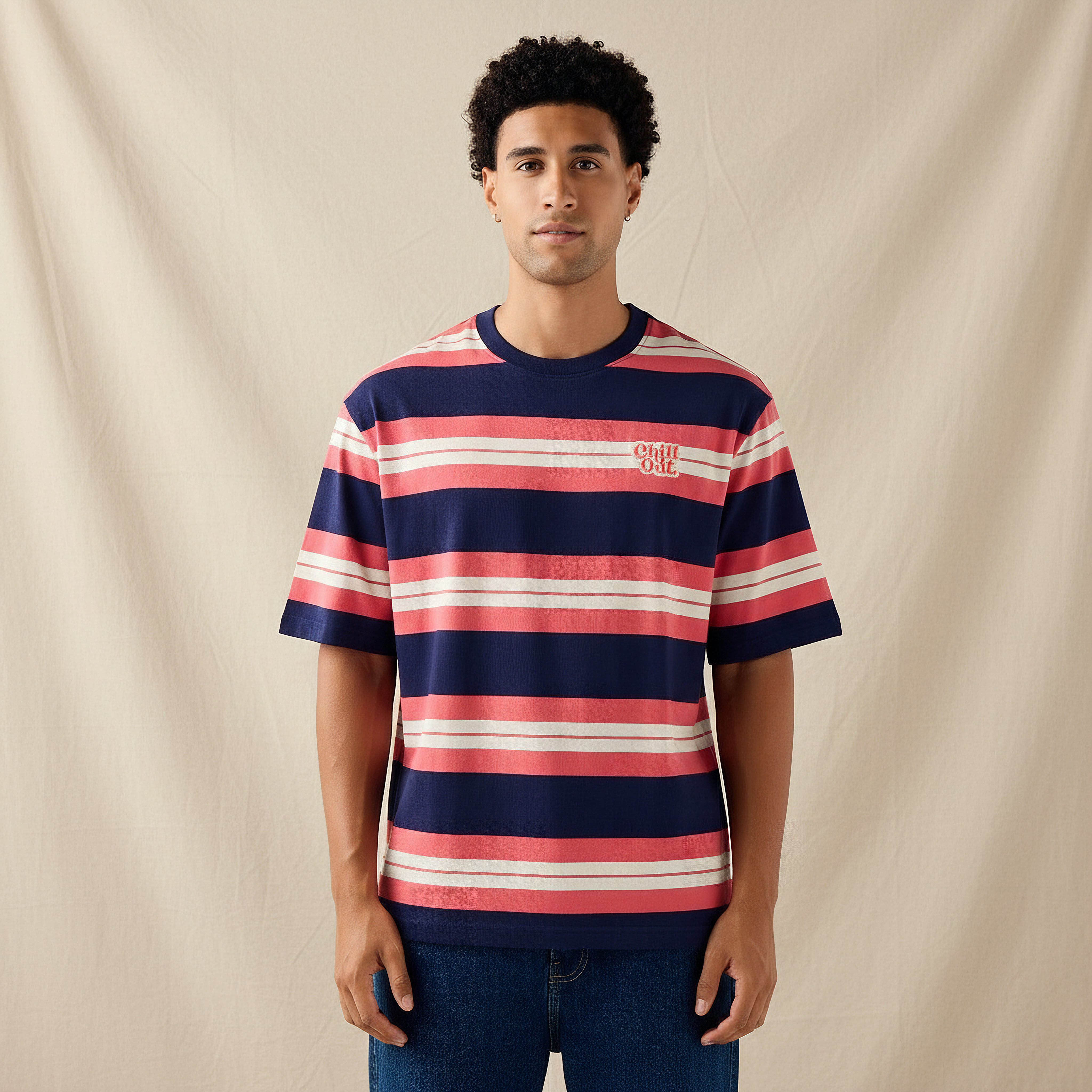 Men Regular Fit Crew Neck Short Sleeves Striped T-Shirt-men-clothing-tshirtsandpolos-tshirts-image-1