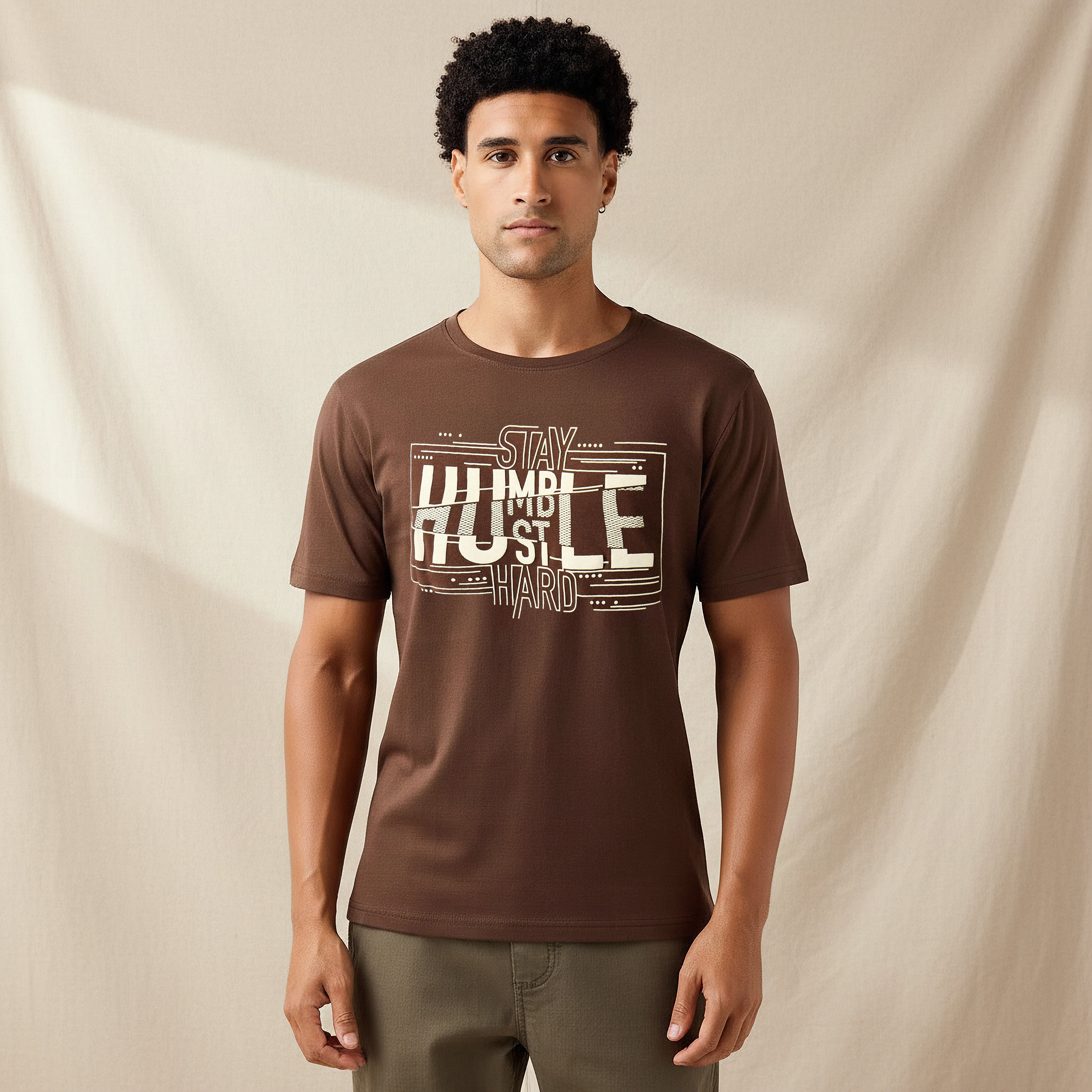 Men Regular Fit Crew Neck Short Sleeves Slogan Print T-shirt-men-clothing-tshirtsandpolos-tshirts-image-1