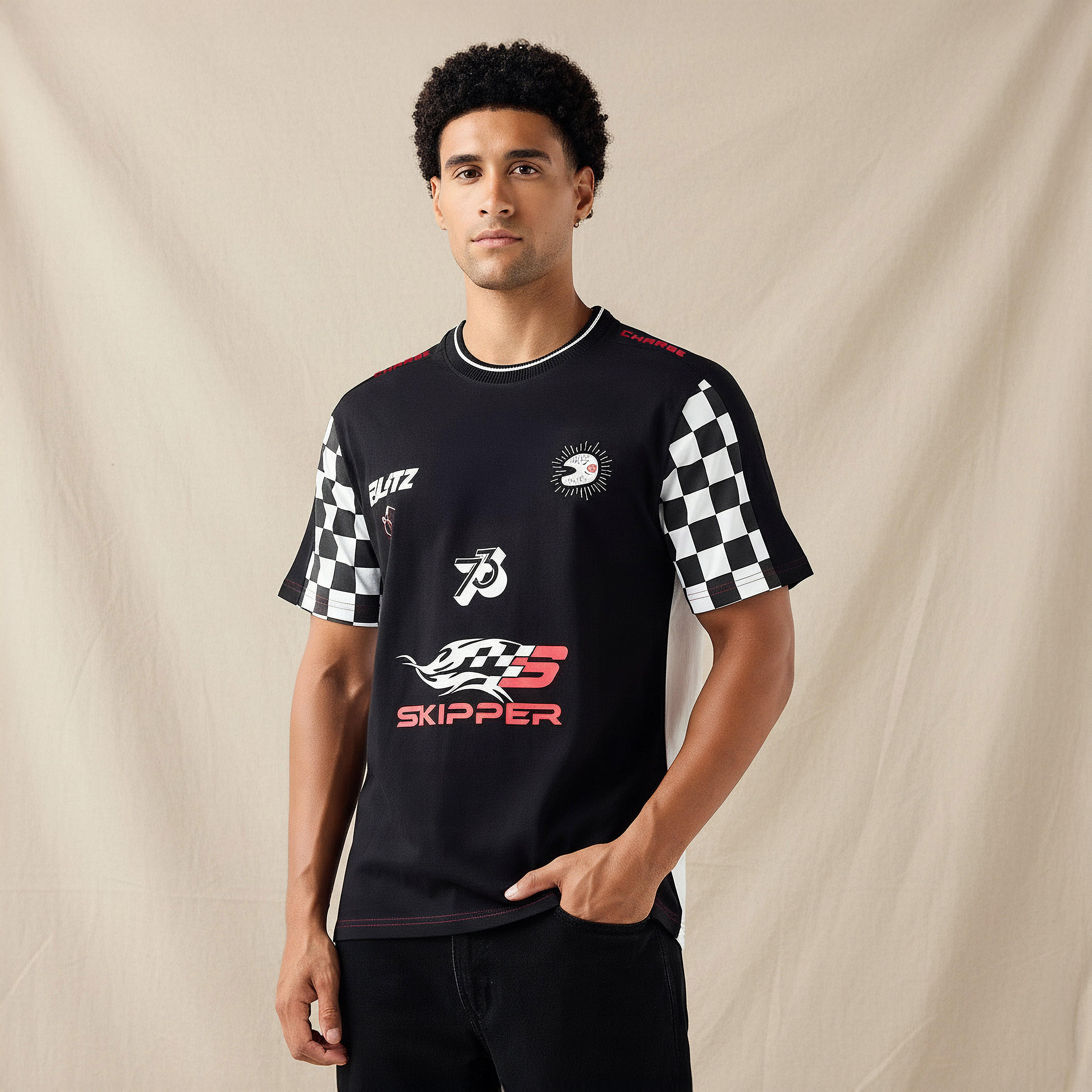 Men Regular Fit Crew Neck Short Sleeves Racing Print T-shirt-men-clothing-tshirtsandpolos-tshirts-image-1