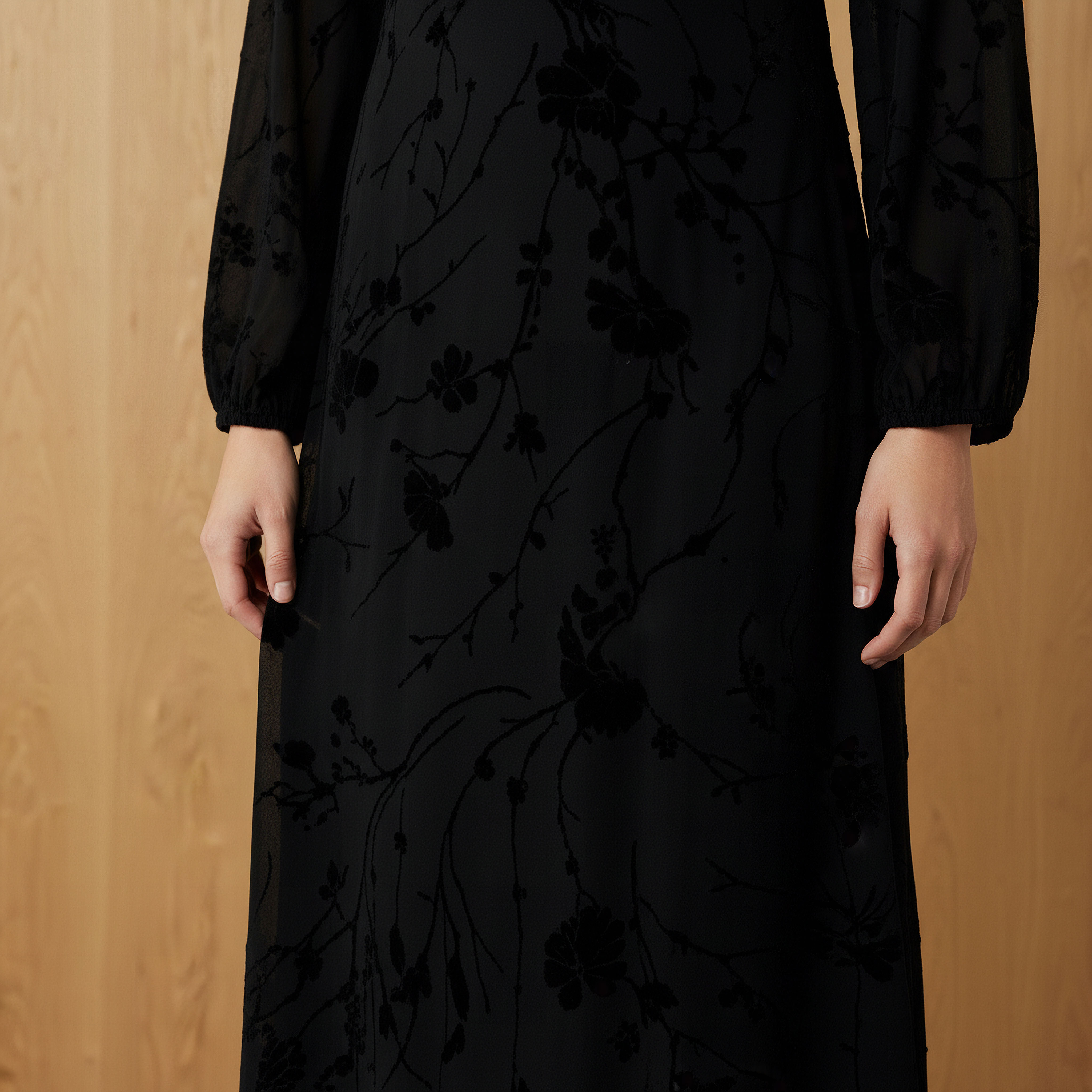 Maxi Velvet Evening Textured Dress with Back Slit Detail-women-clothing-dresses-image-4