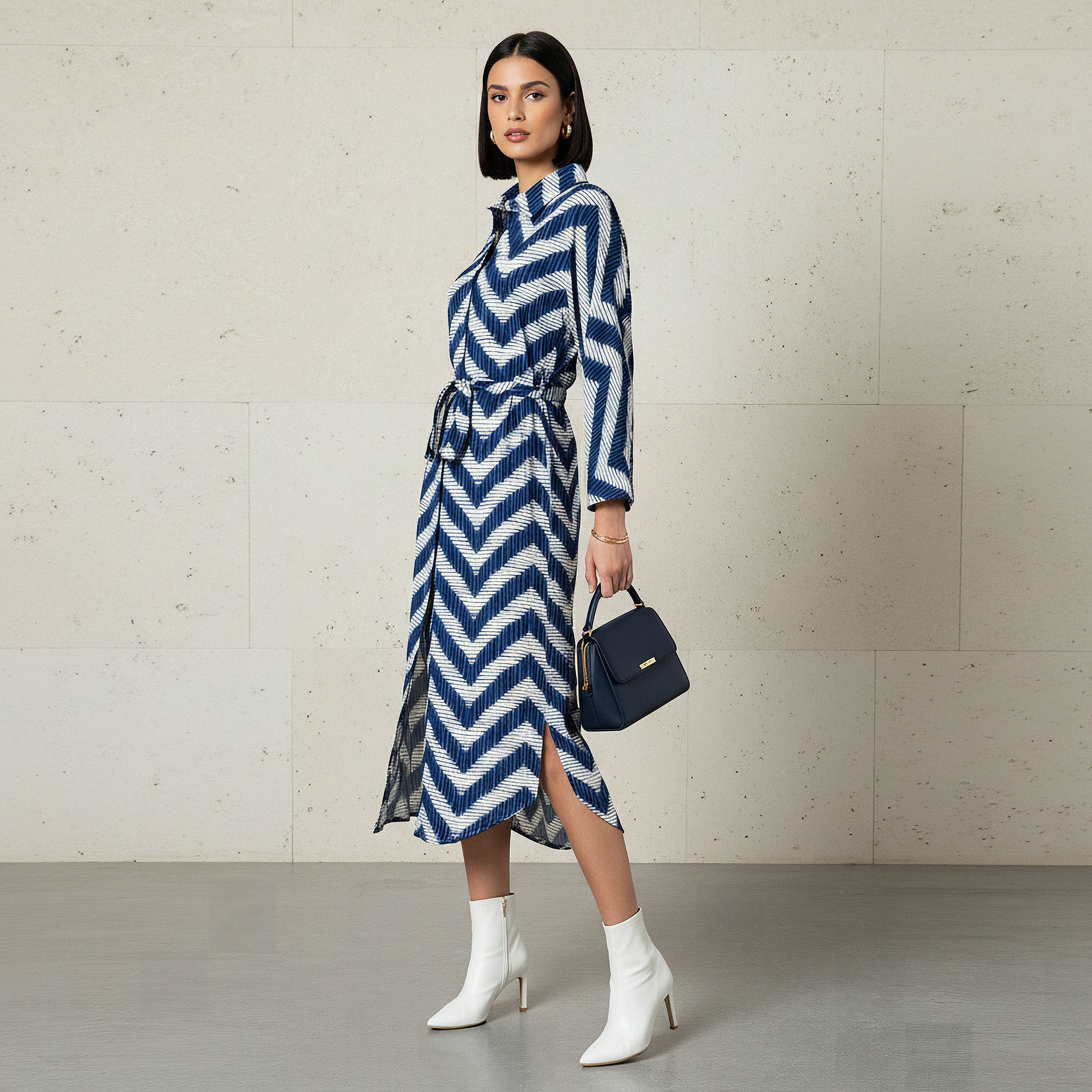 Printed Cotton Workwear Dress with High-Low Hemline-PROMO_SP_AE_2FOR169_110625-image-2