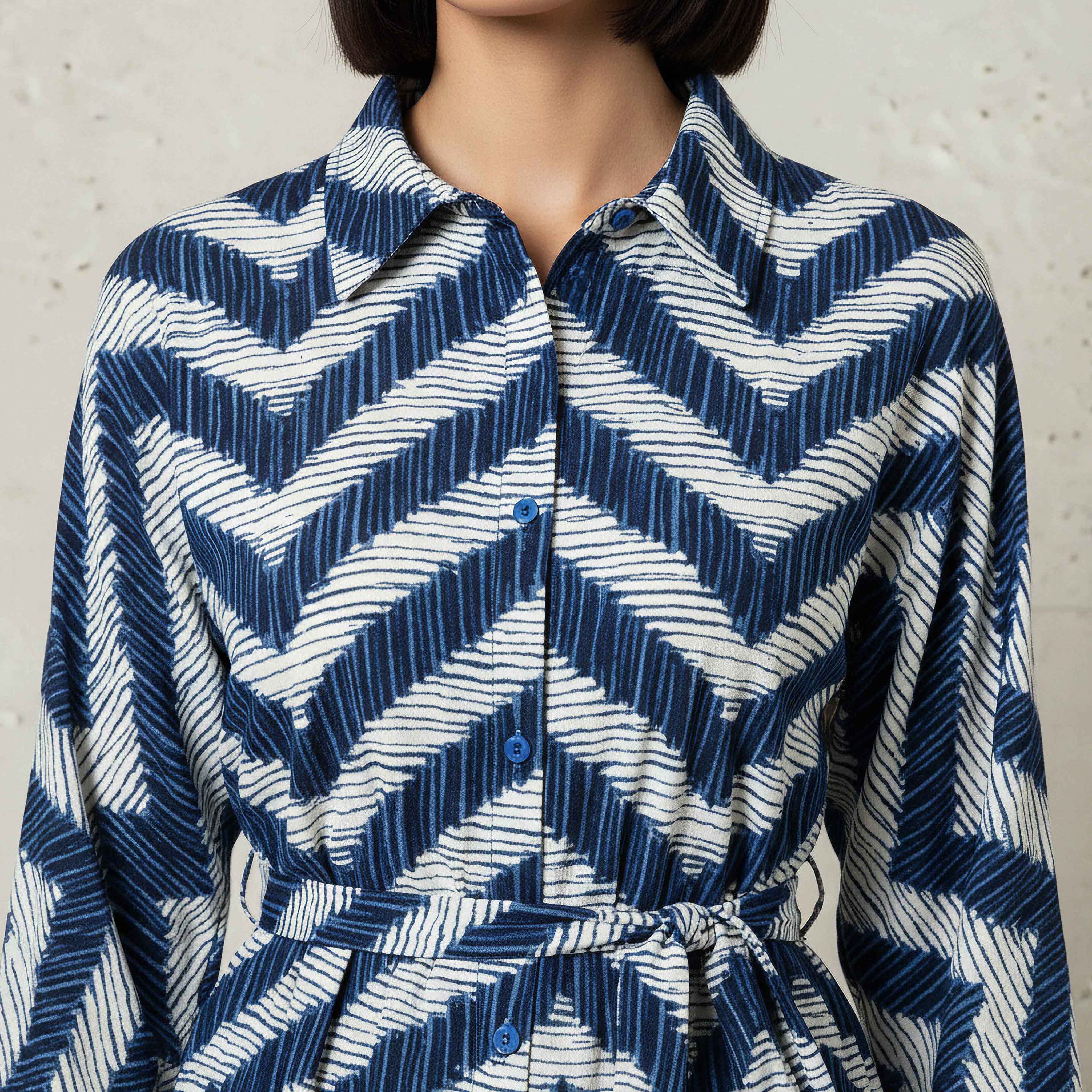 Printed Cotton Workwear Dress with High-Low Hemline-PROMO_SP_AE_2FOR169_110625-image-4