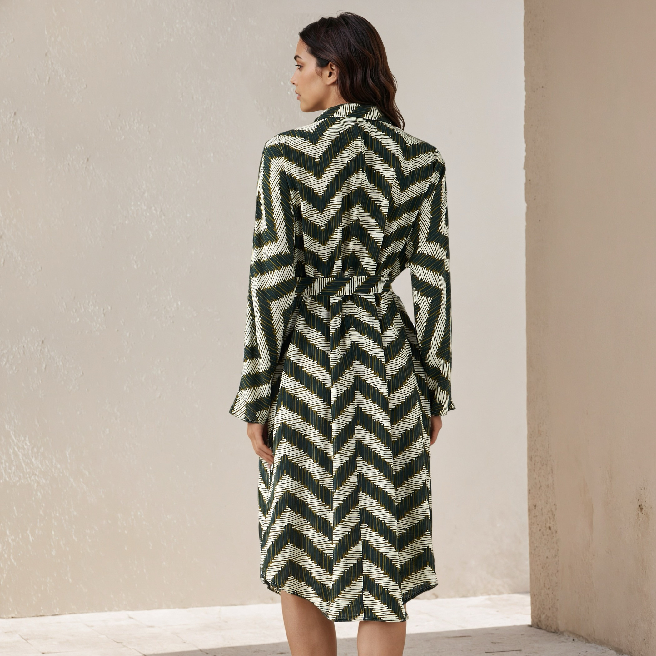 Printed Cotton Workwear Dress with High-Low Hemline-women-clothing-dresses-image-3