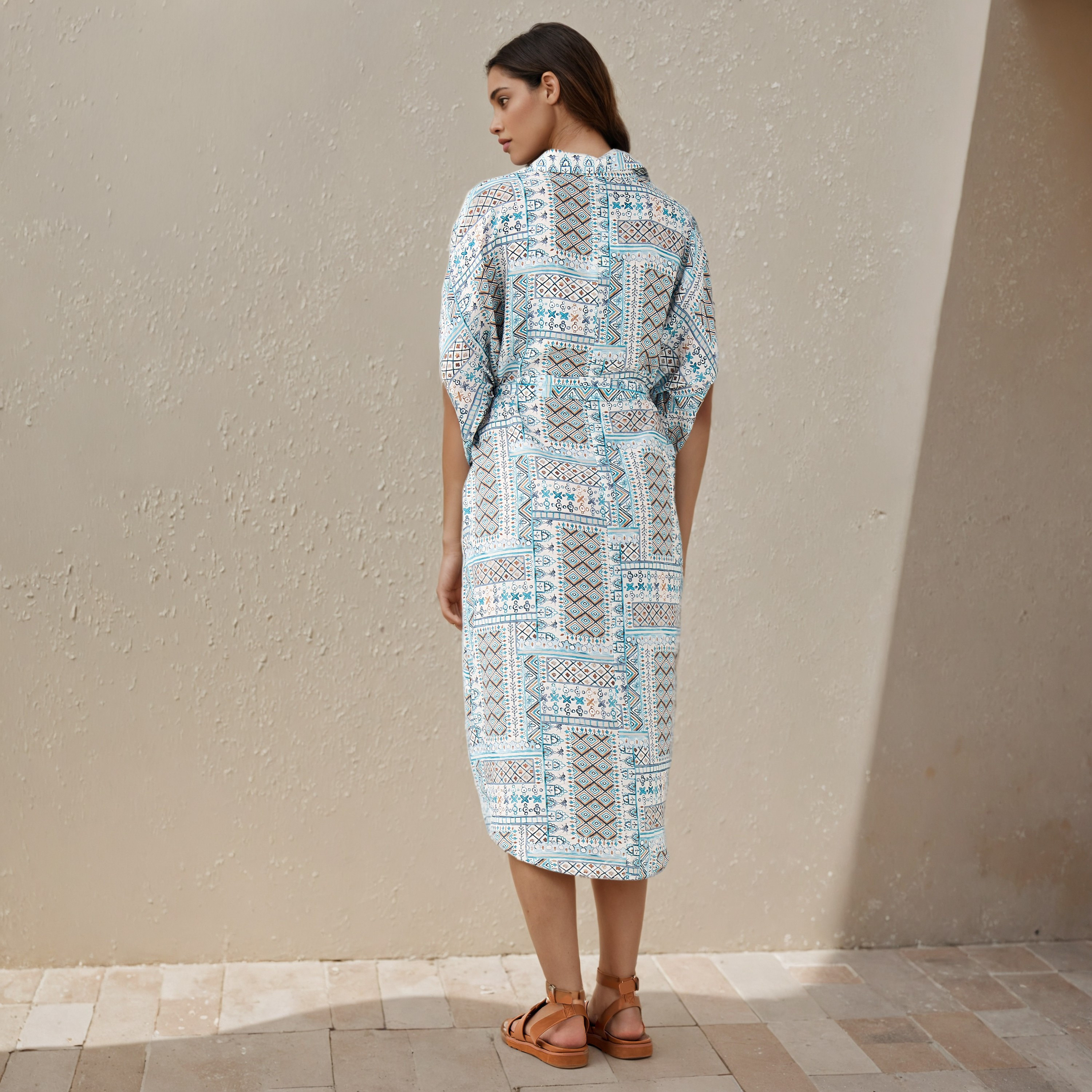 Printed Cotton Workwear Dress with High-Low Hemline-women-clothing-dresses-image-3