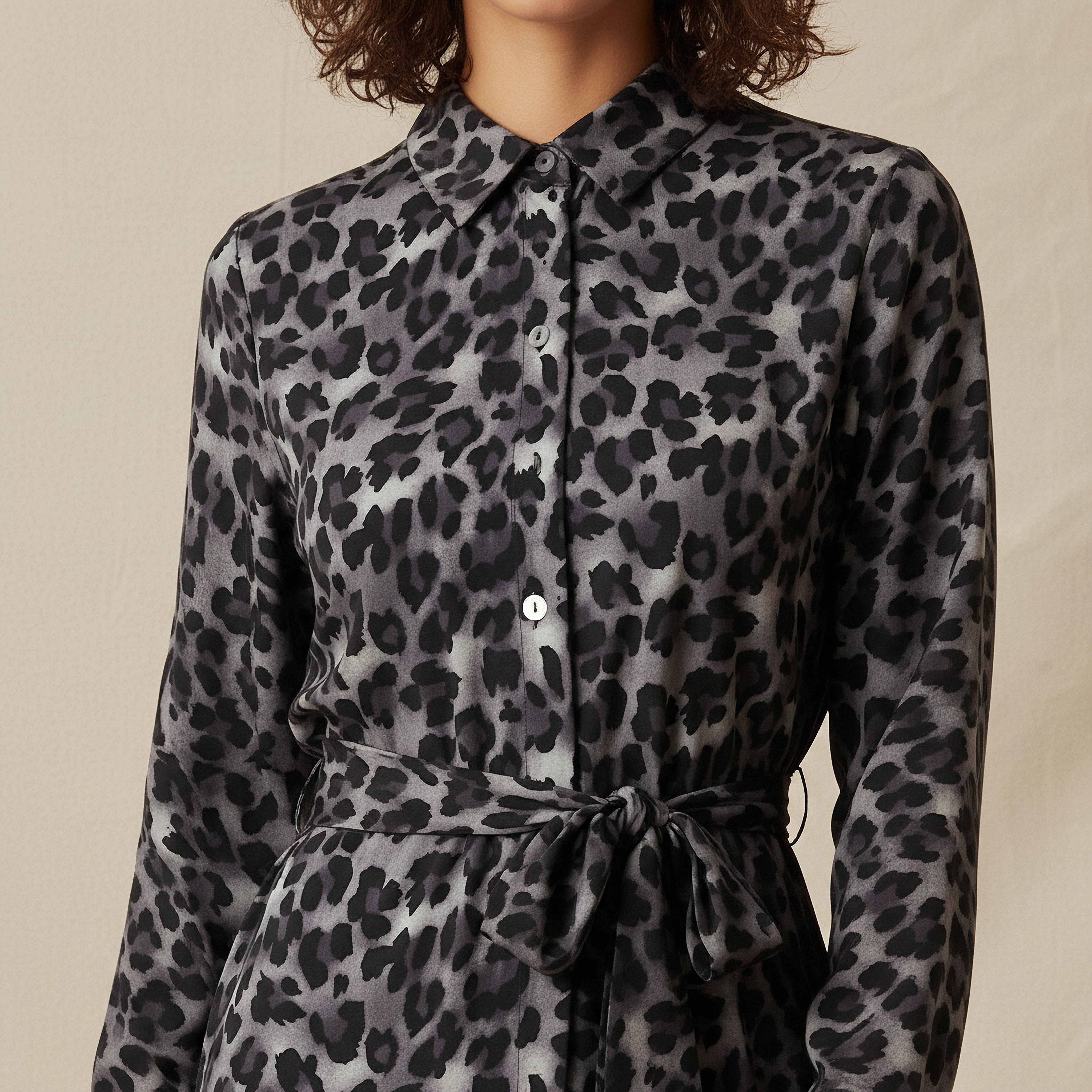 Animal Printed Long Sleeves Shirt Dress-women-clothing-dresses-image-4