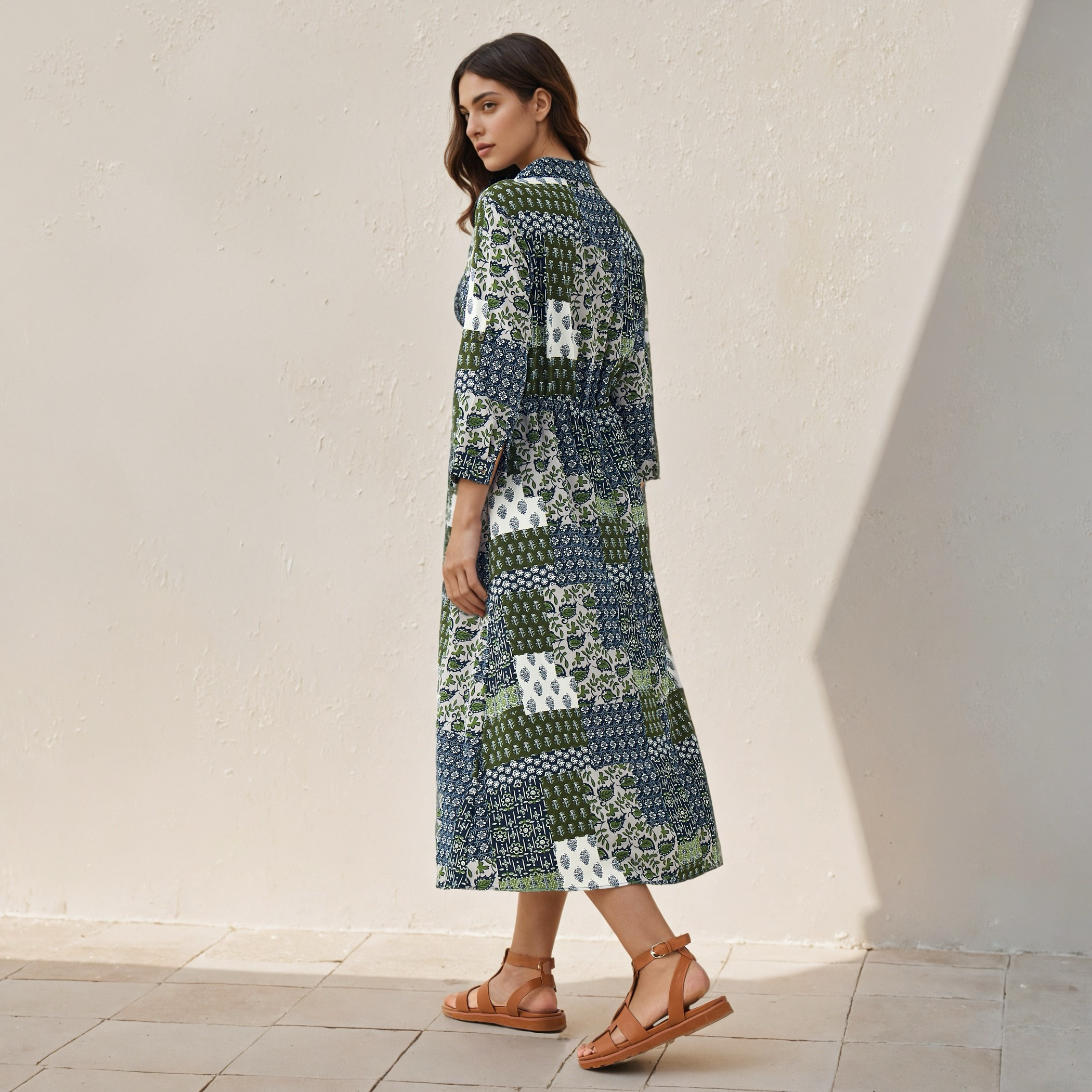 Midi Shirt Dress with Floral Print-women-clothing-dresses-image-3