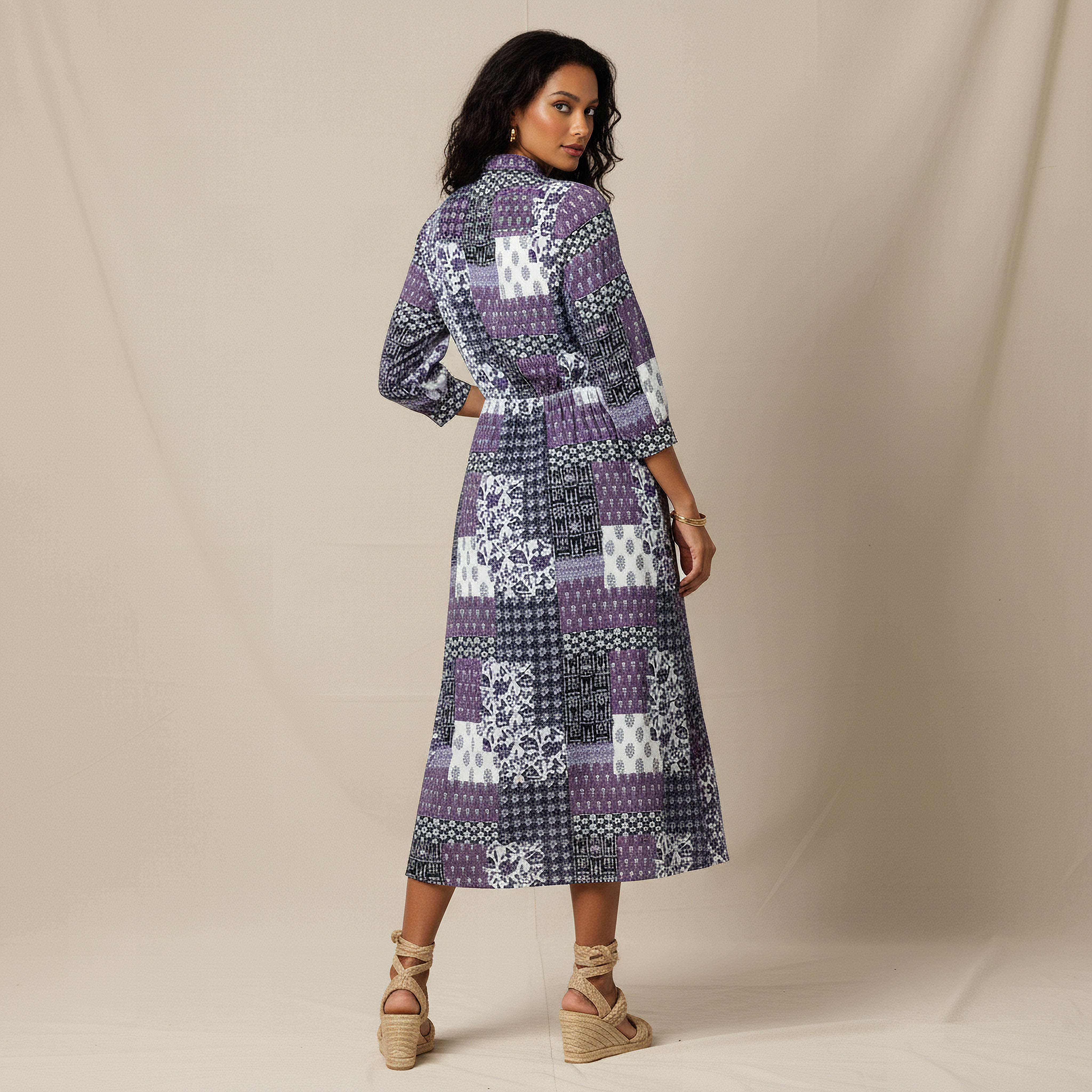 Midi Shirt Dress with Floral Print-women-clothing-dresses-image-3