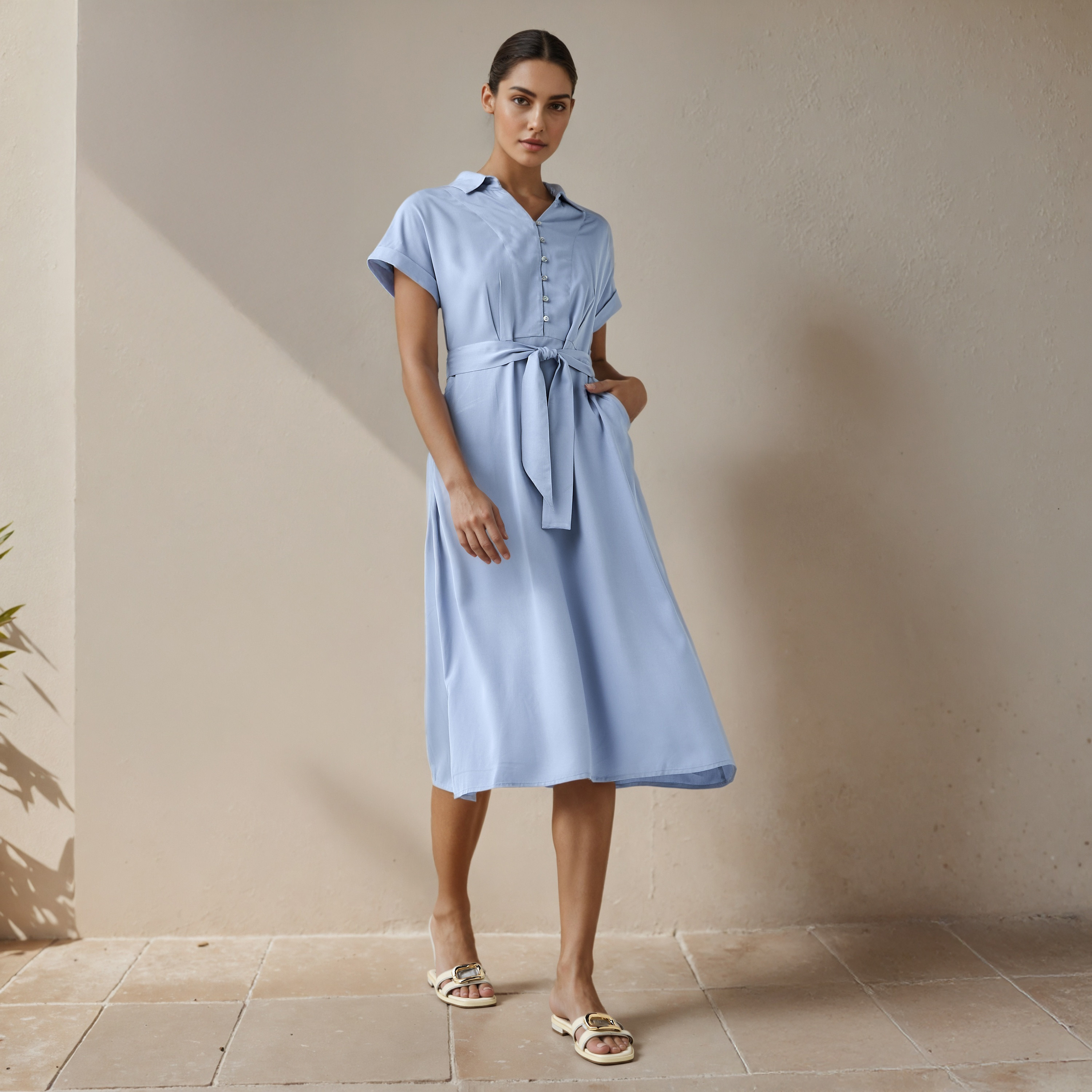 A-line Women Dress with Waist Tie-Up Rayon-women-clothing-dresses-image-2
