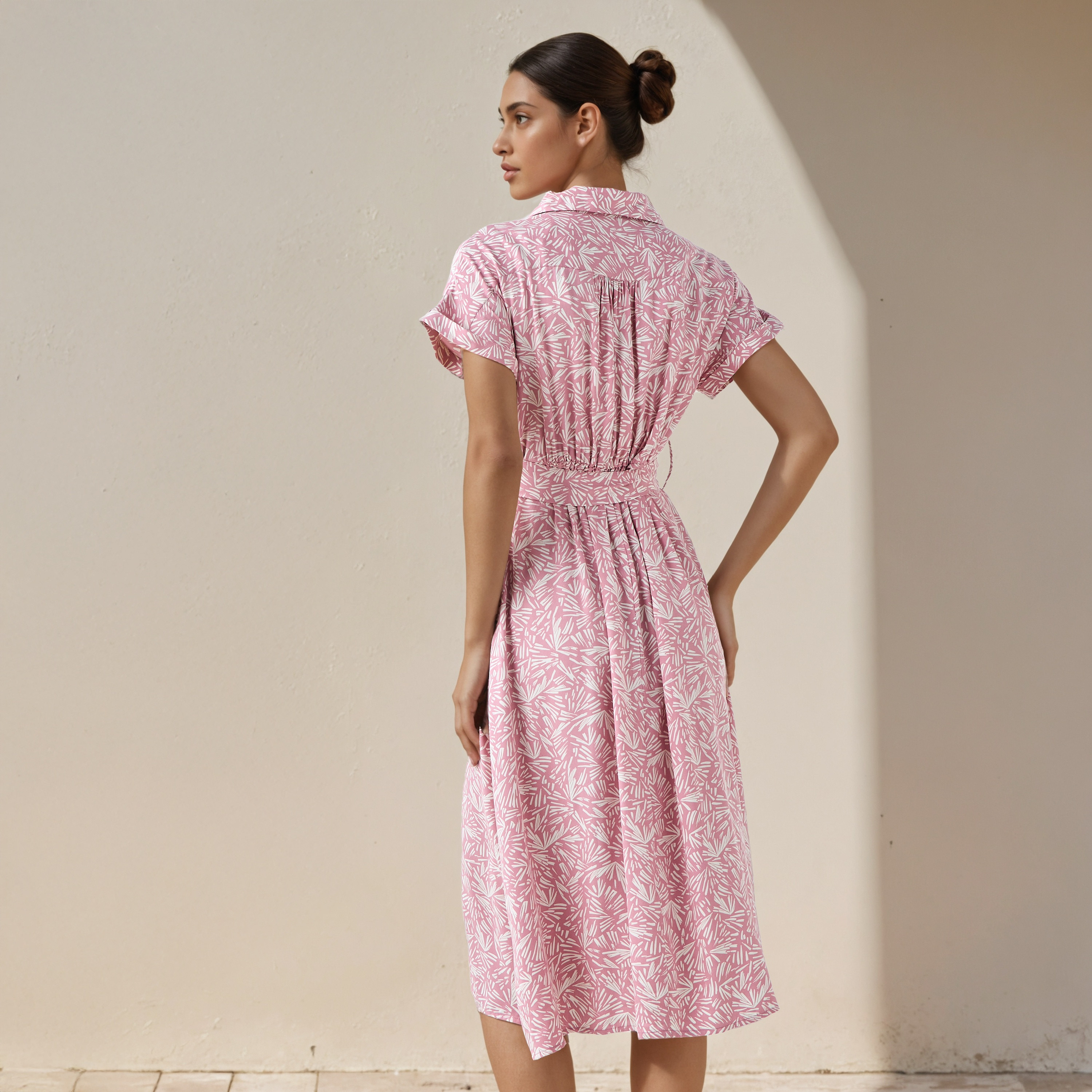 Printed A-line Women Dress with Waist Tie-Up Rayon-women-clothing-dresses-image-3