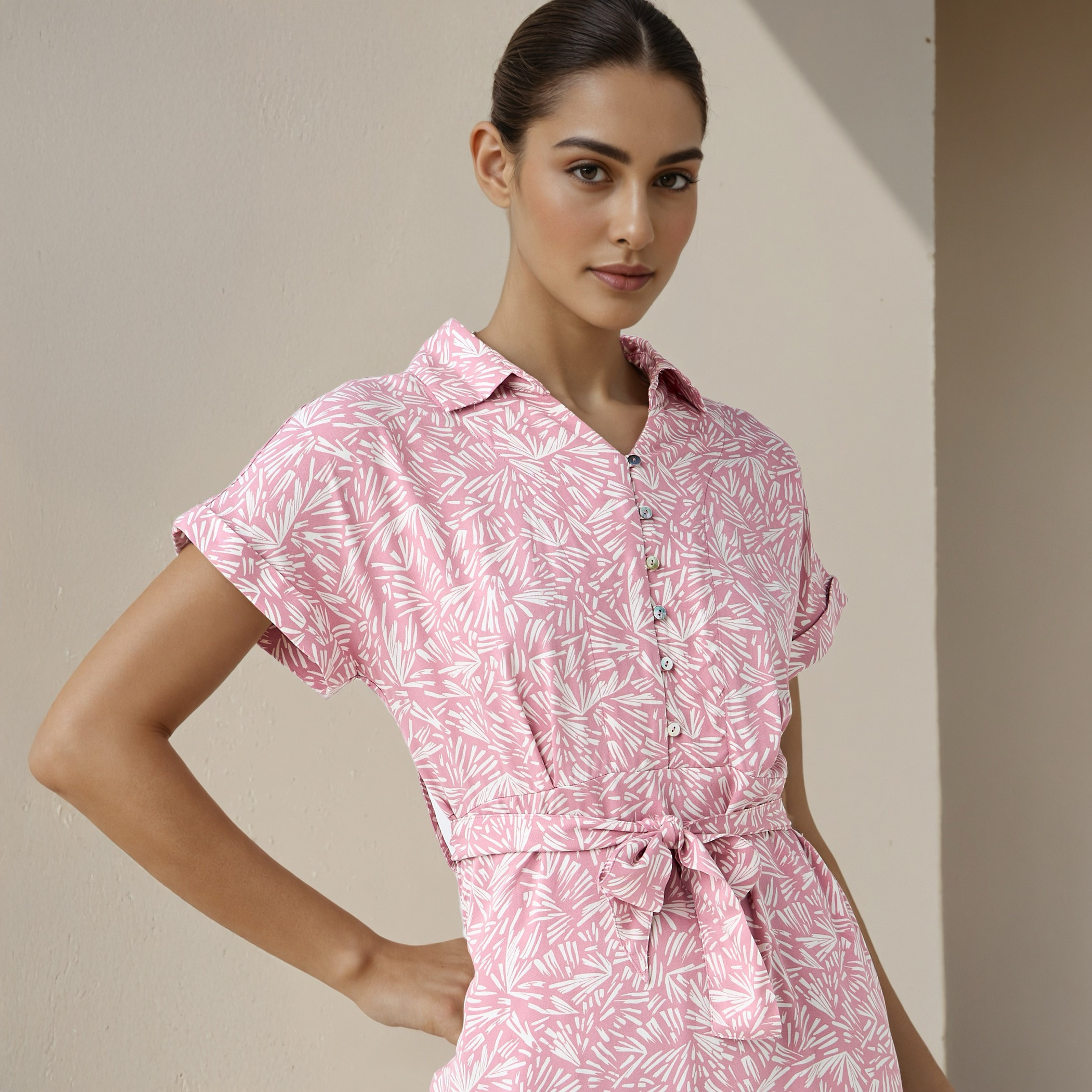 Printed A-line Women Dress with Waist Tie-Up Rayon-women-clothing-dresses-image-4