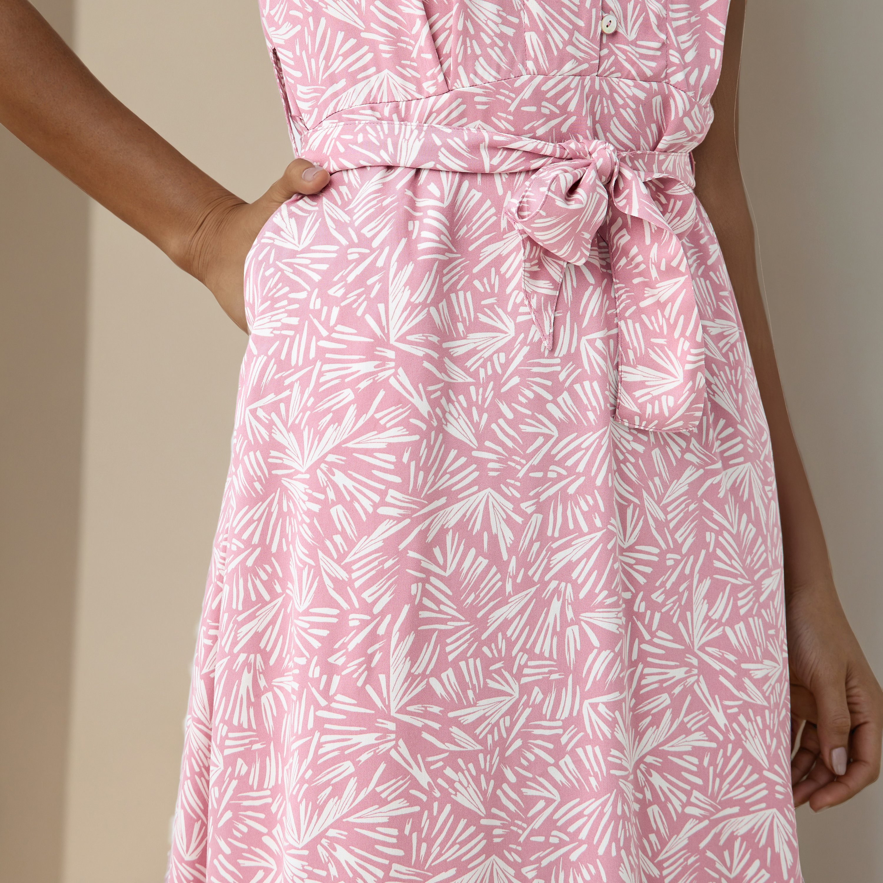 Printed A-line Women Dress with Waist Tie-Up Rayon-women-clothing-dresses-image-5