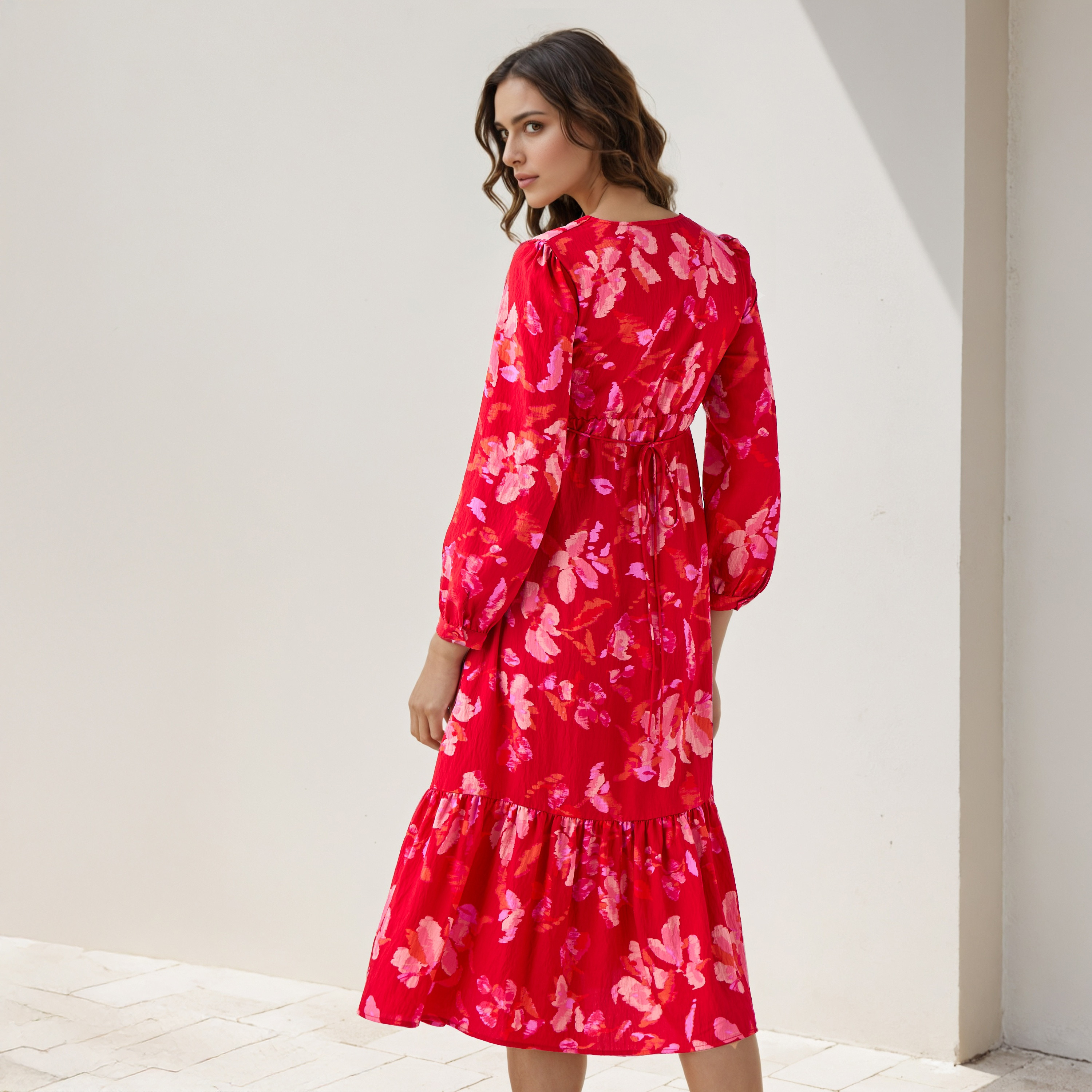 Floral Print A-line Women Dress with Pockets-PROMO_SP_QA_BUNDLE_2FOR159_180925-image-3