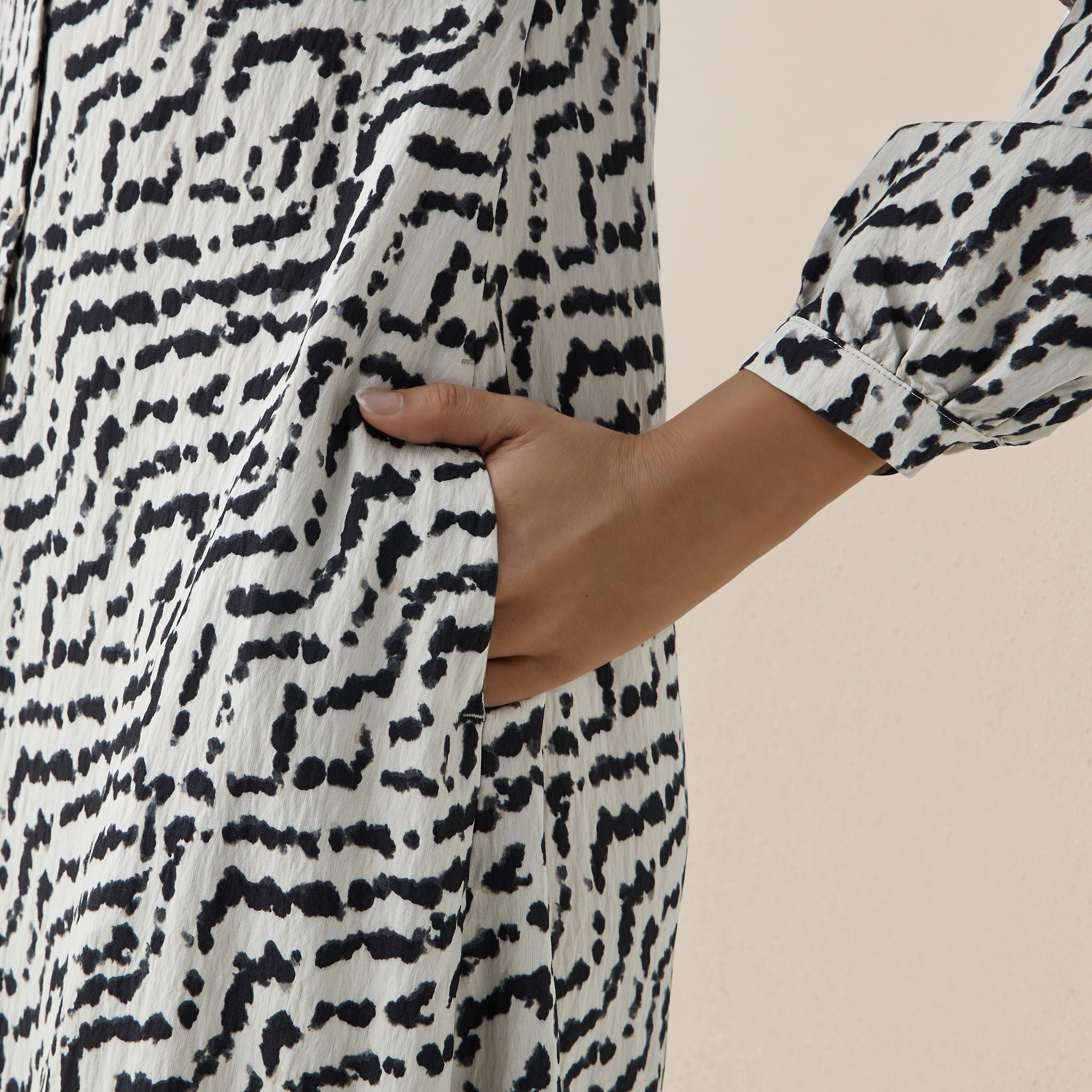Abstract Print A-line Women Dress with Pockets-women-clothing-dresses-image-5
