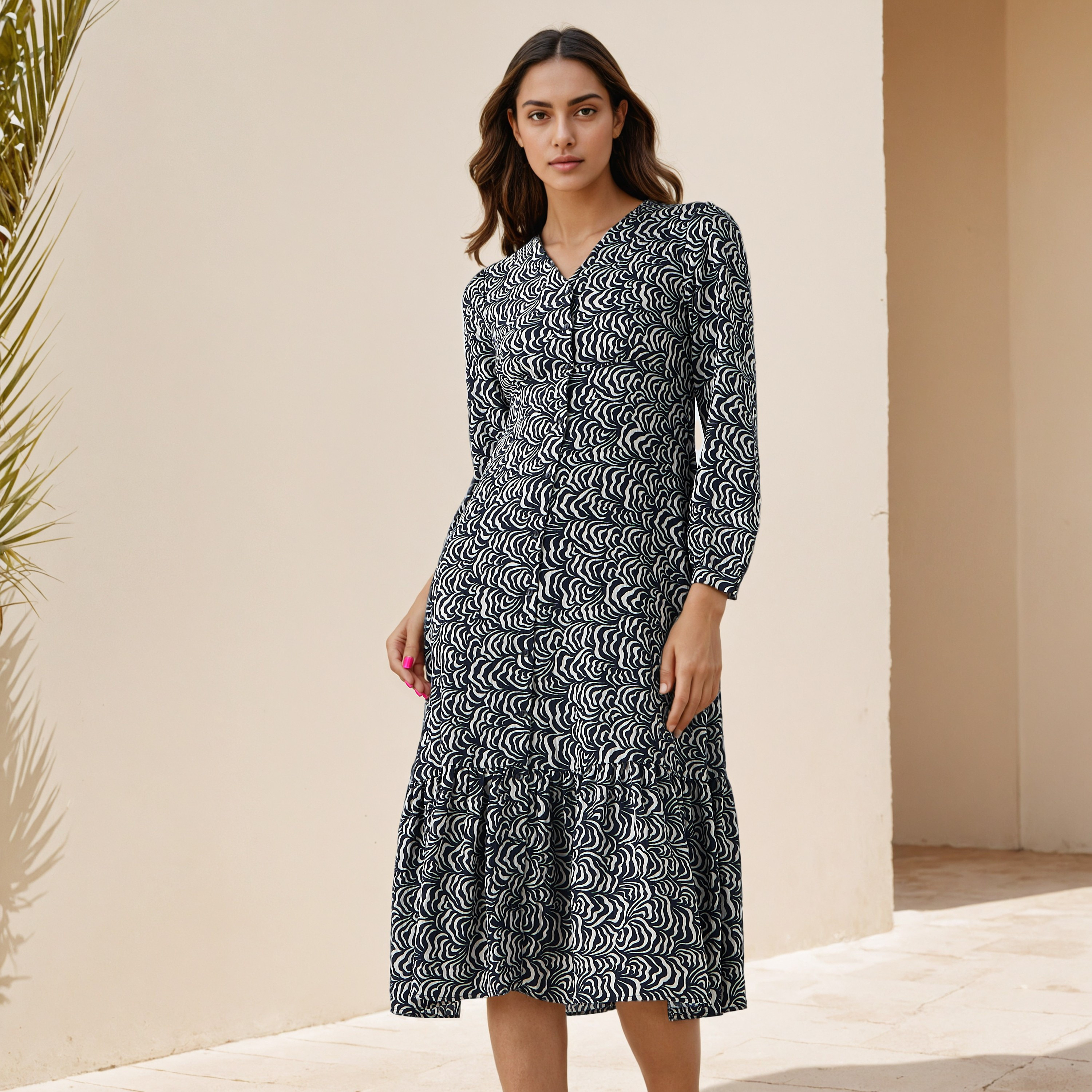 Abstract Print A-line Women Dress with Pockets-PROMO_SP_QA_BUNDLE_2FOR159_180925-image-1