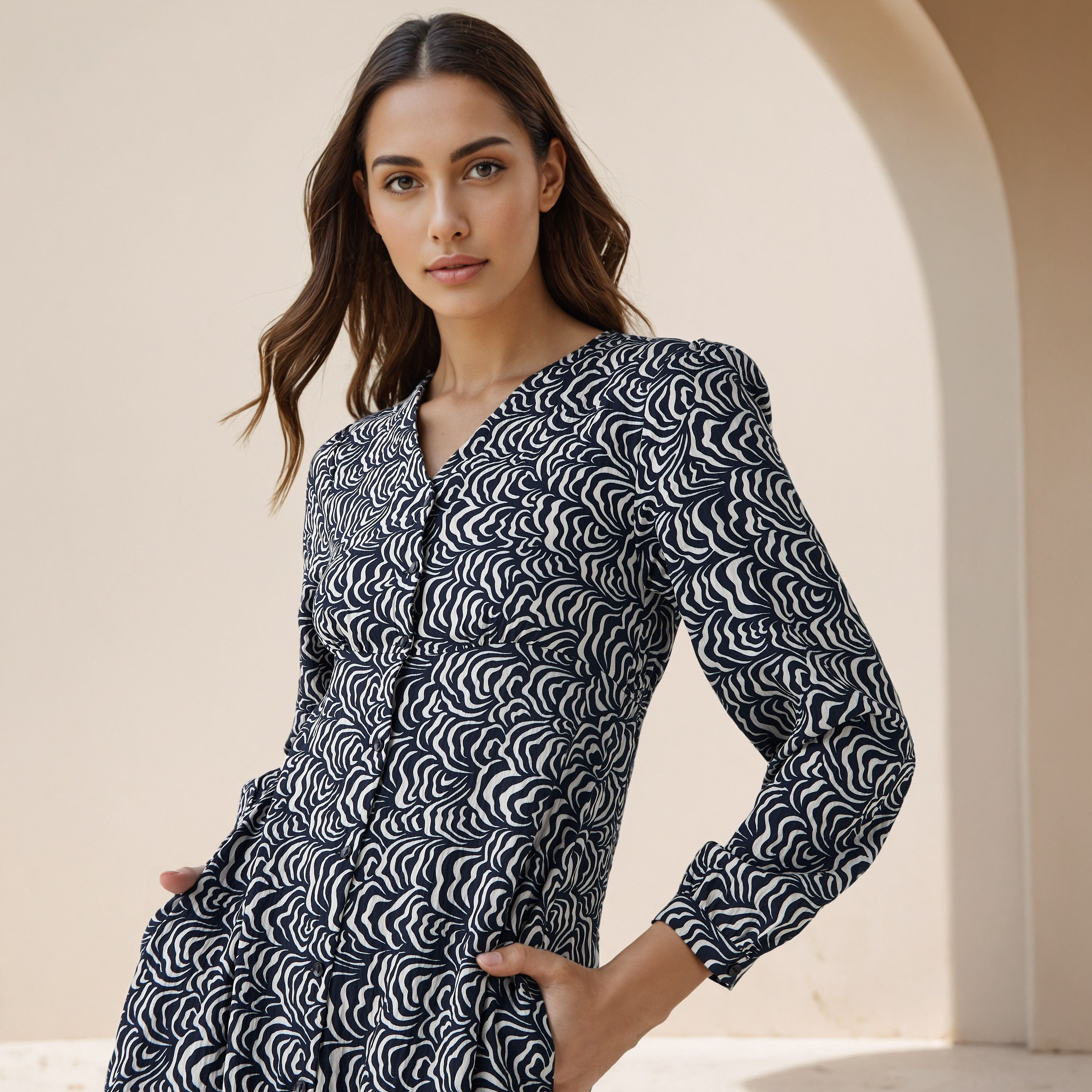 Abstract Print A-line Women Dress with Pockets-PROMO_SP_QA_BUNDLE_2FOR159_180925-image-4