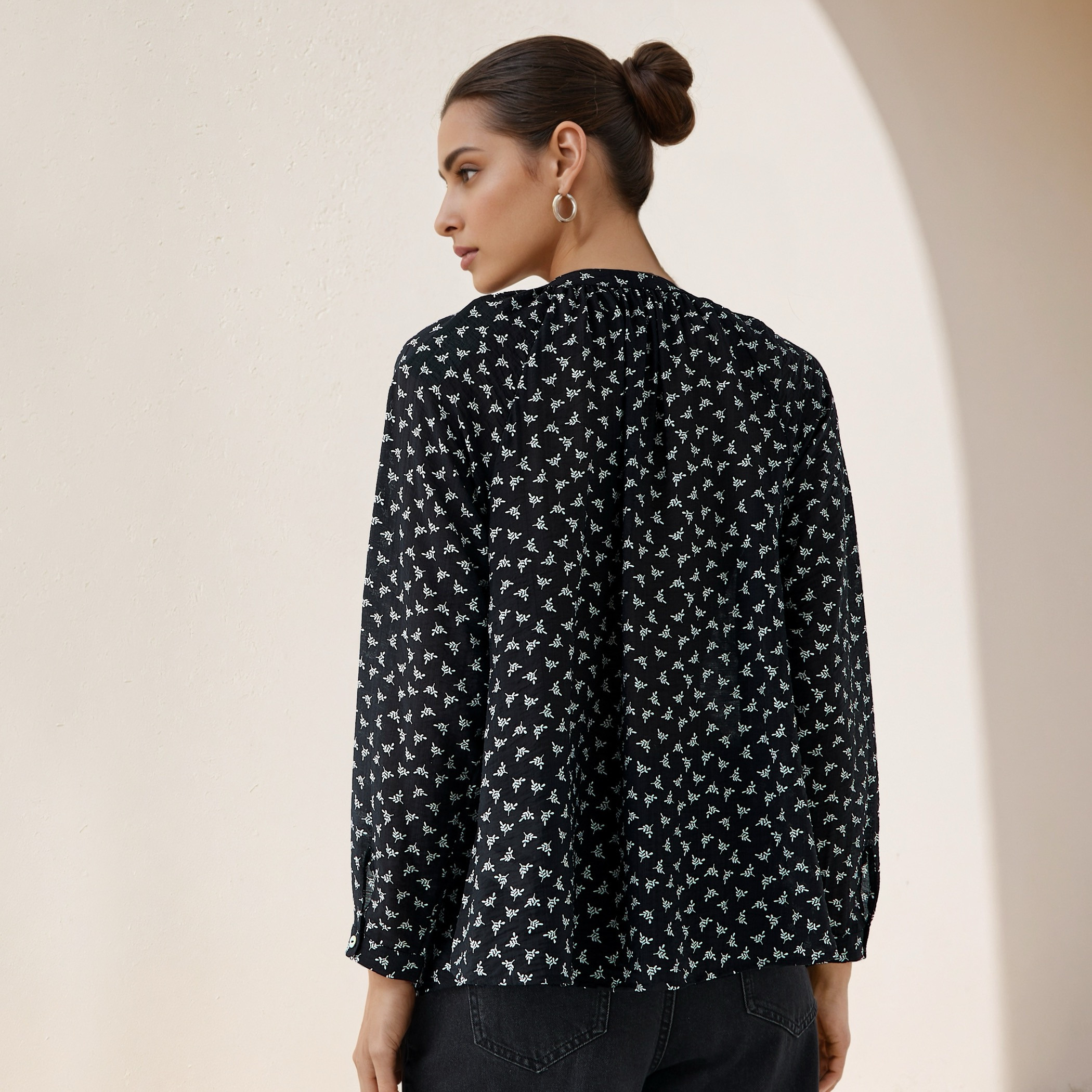 Mandarin Collar Top with Print-women-clothing-shirtsandblouses-blouses-image-3