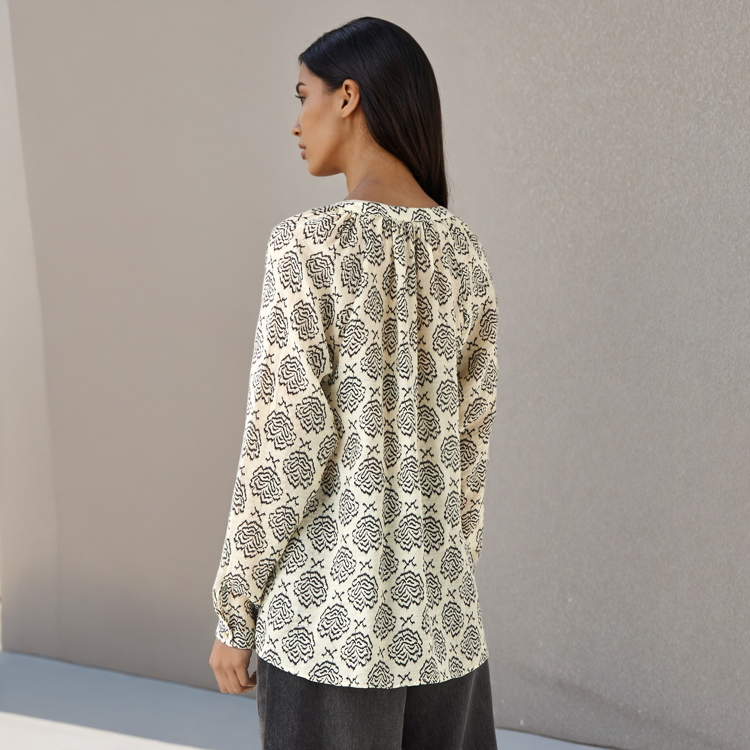 Mandarin Collar Top with Print-women-clothing-shirtsandblouses-blouses-image-3