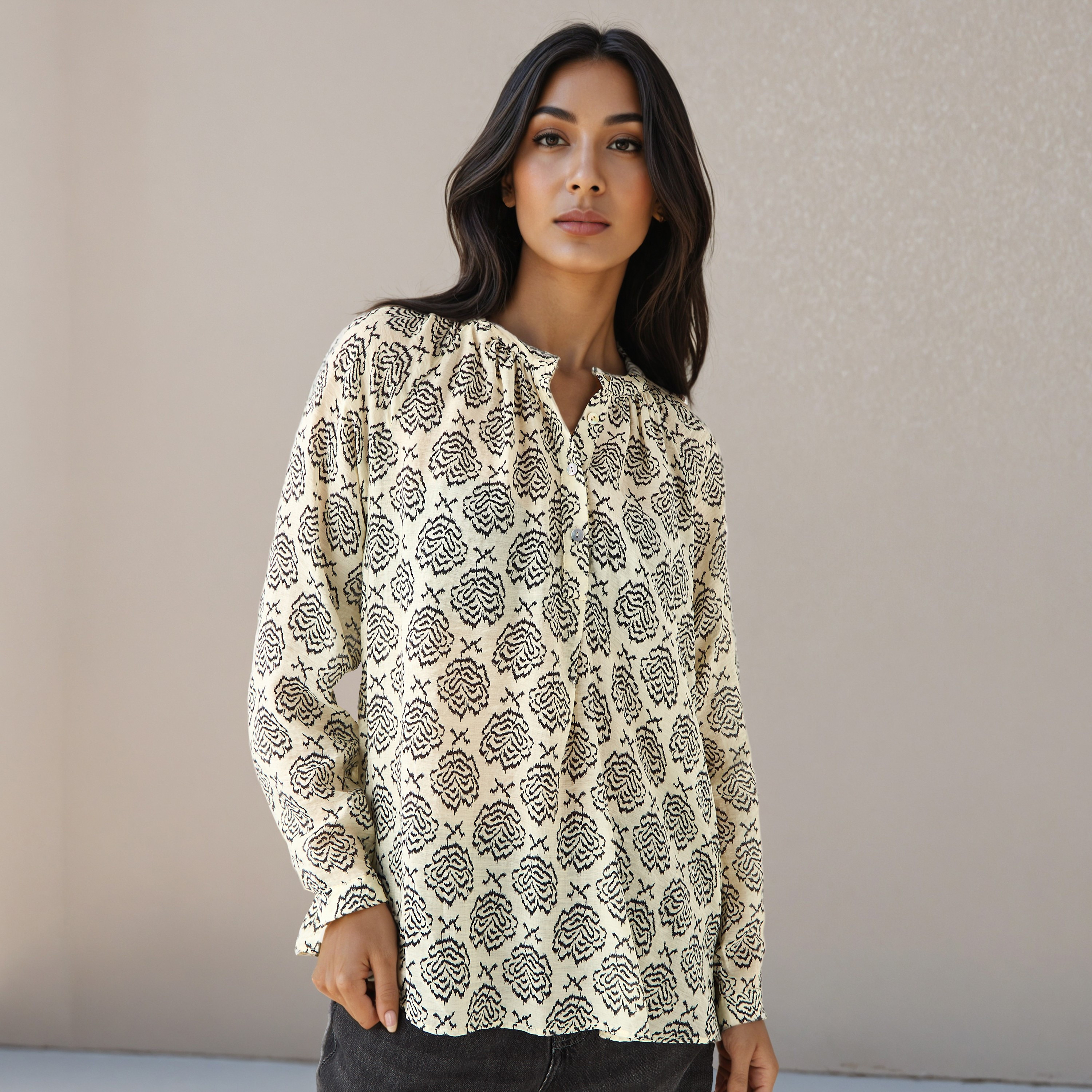 Mandarin Collar Top with Print-women-clothing-shirtsandblouses-blouses-image-6