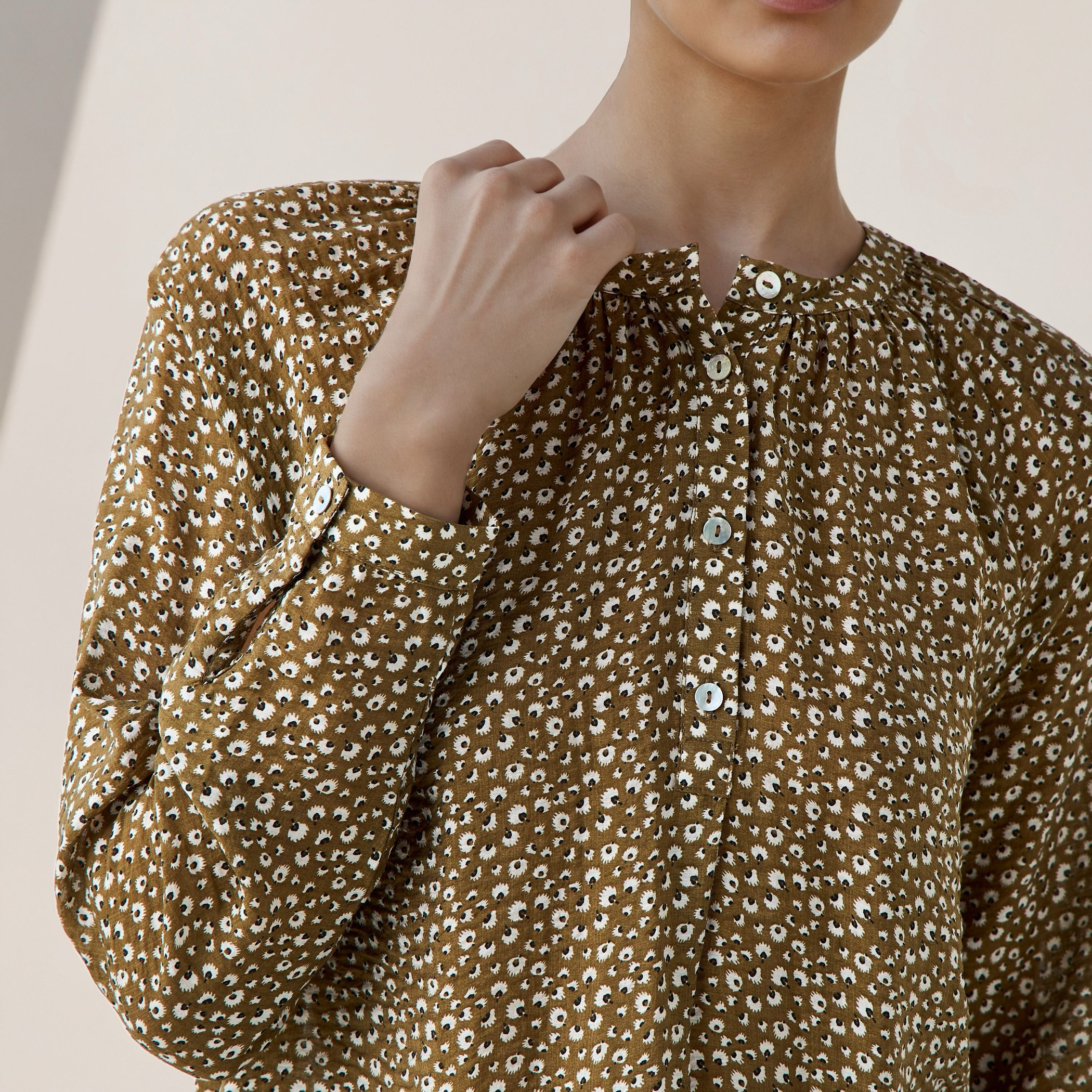 Mandarin Collar Top with Floral Print-women-clothing-shirtsandblouses-blouses-image-5