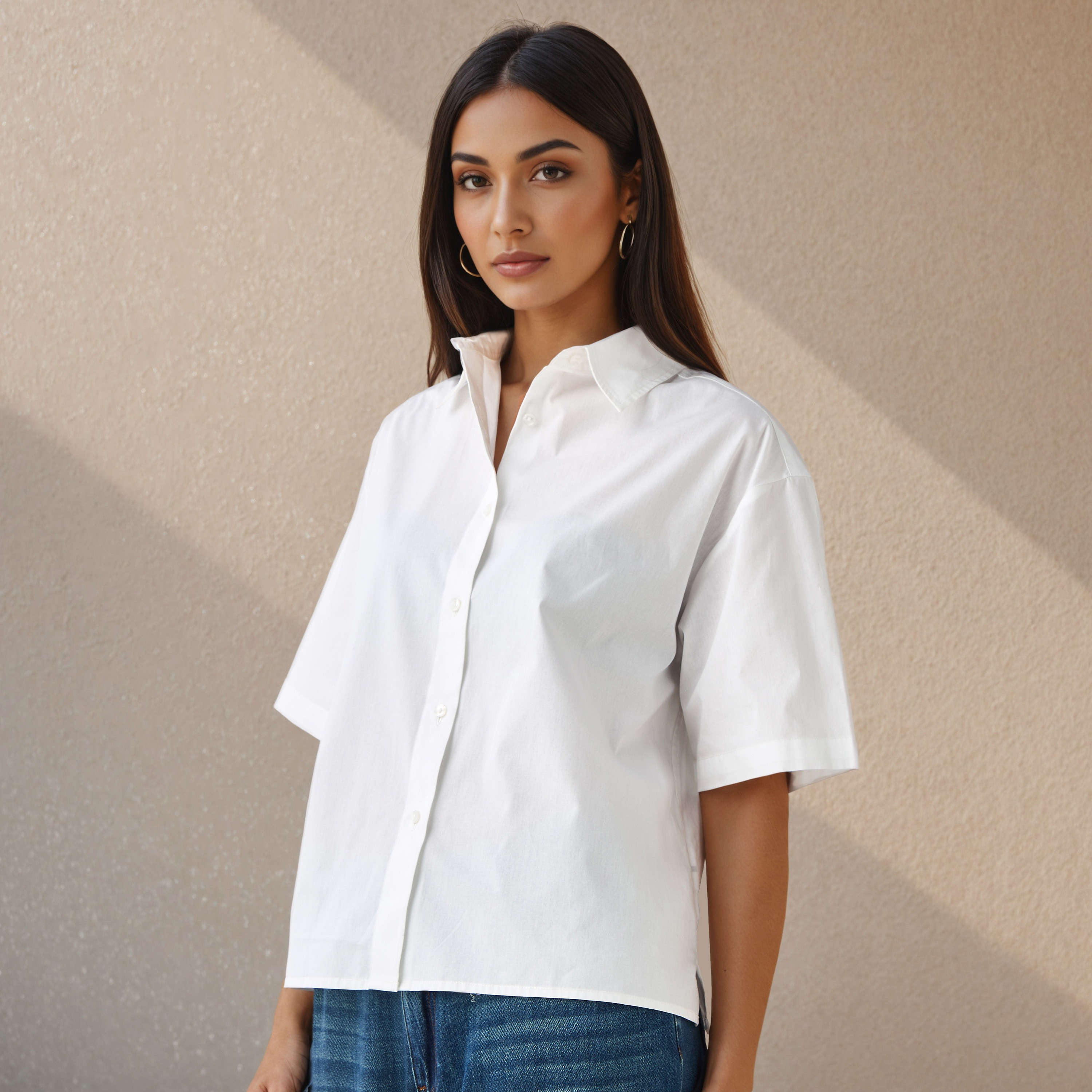 قميص قطن بياقة عادية-women-clothing-shirtsandblouses-shirts-image-1