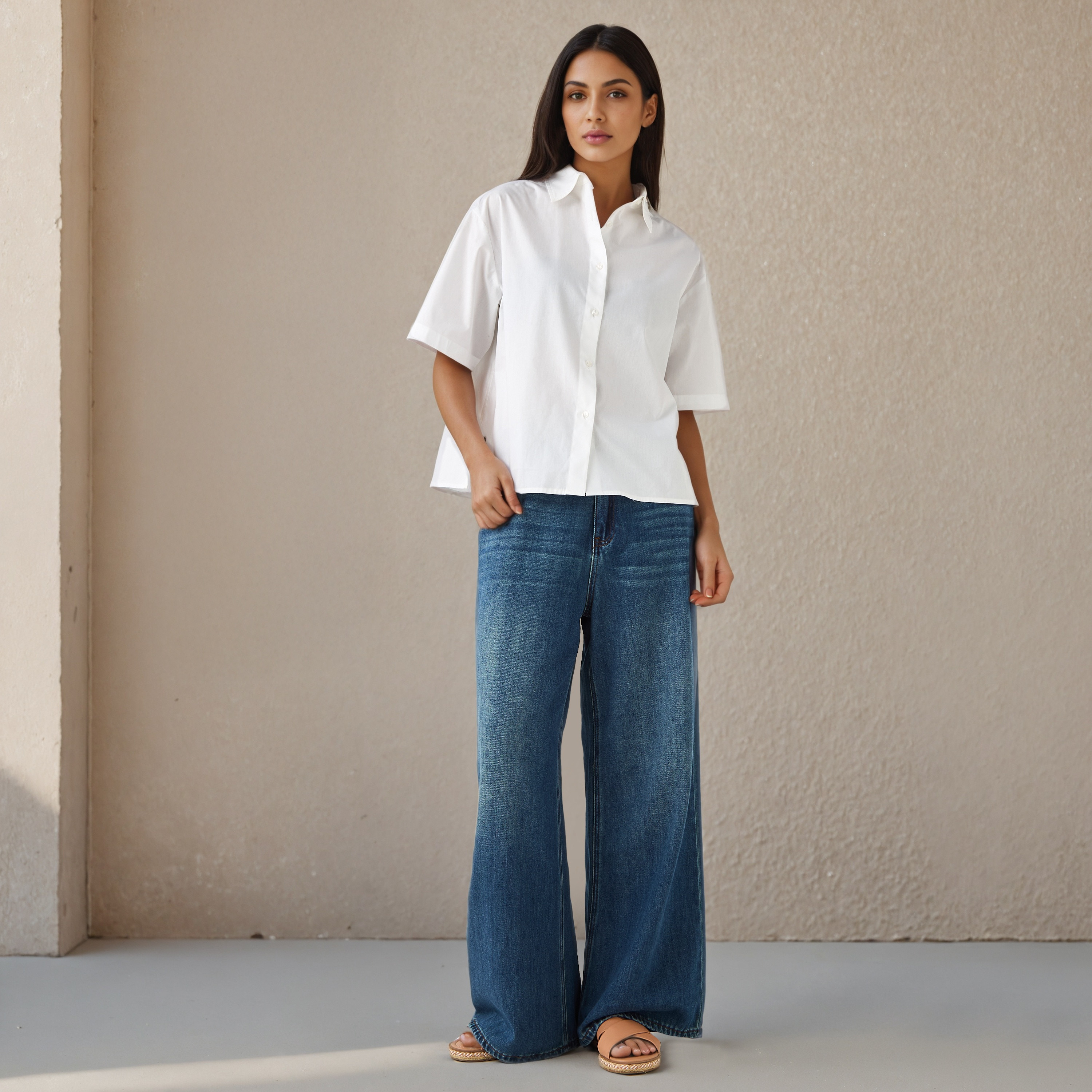قميص قطن بياقة عادية-women-clothing-shirtsandblouses-shirts-image-2