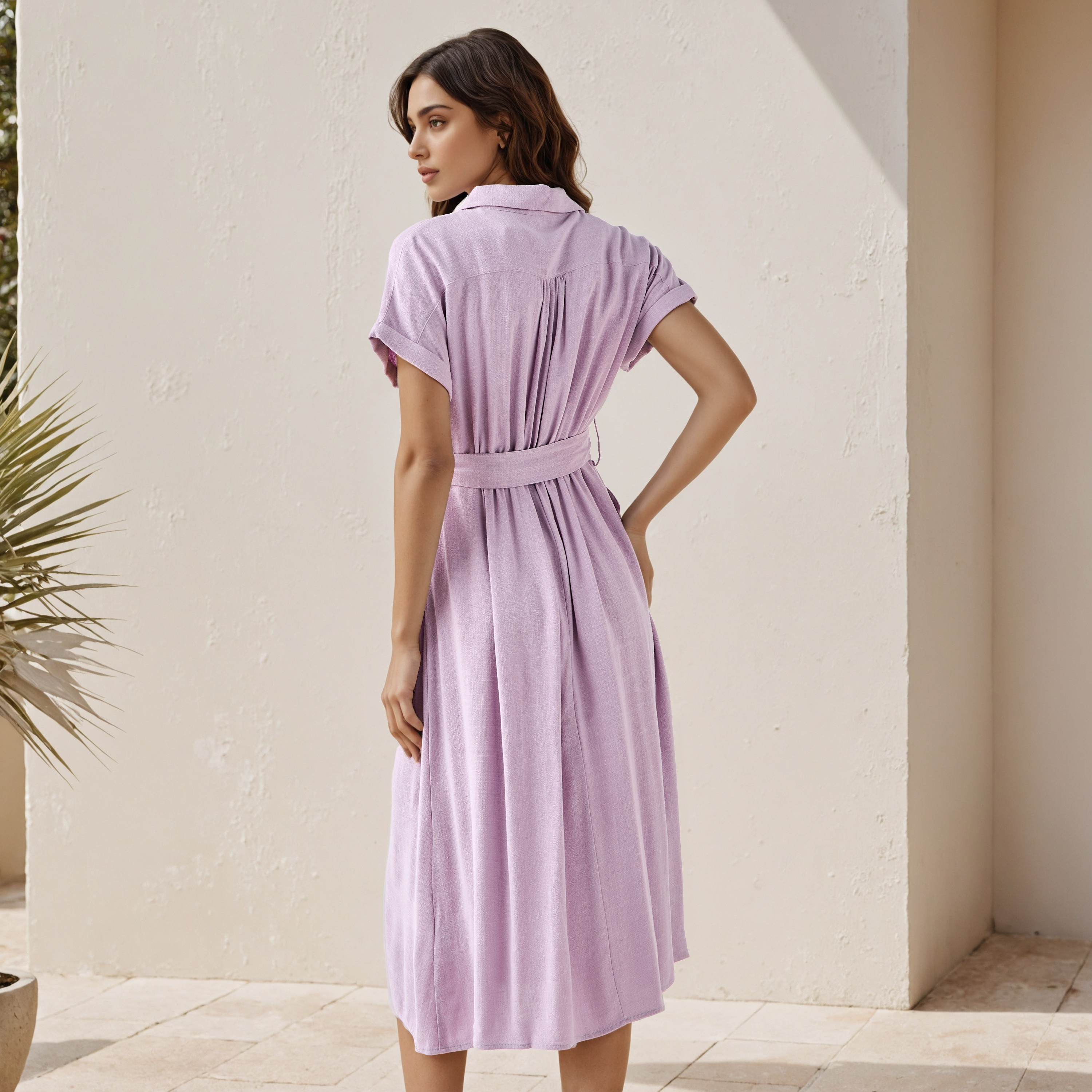 Linen Blend Midi Shirt Dress with Waist Tie-Up-PROMO_SP_QA_BUNDLE_2FOR159_180925-image-3