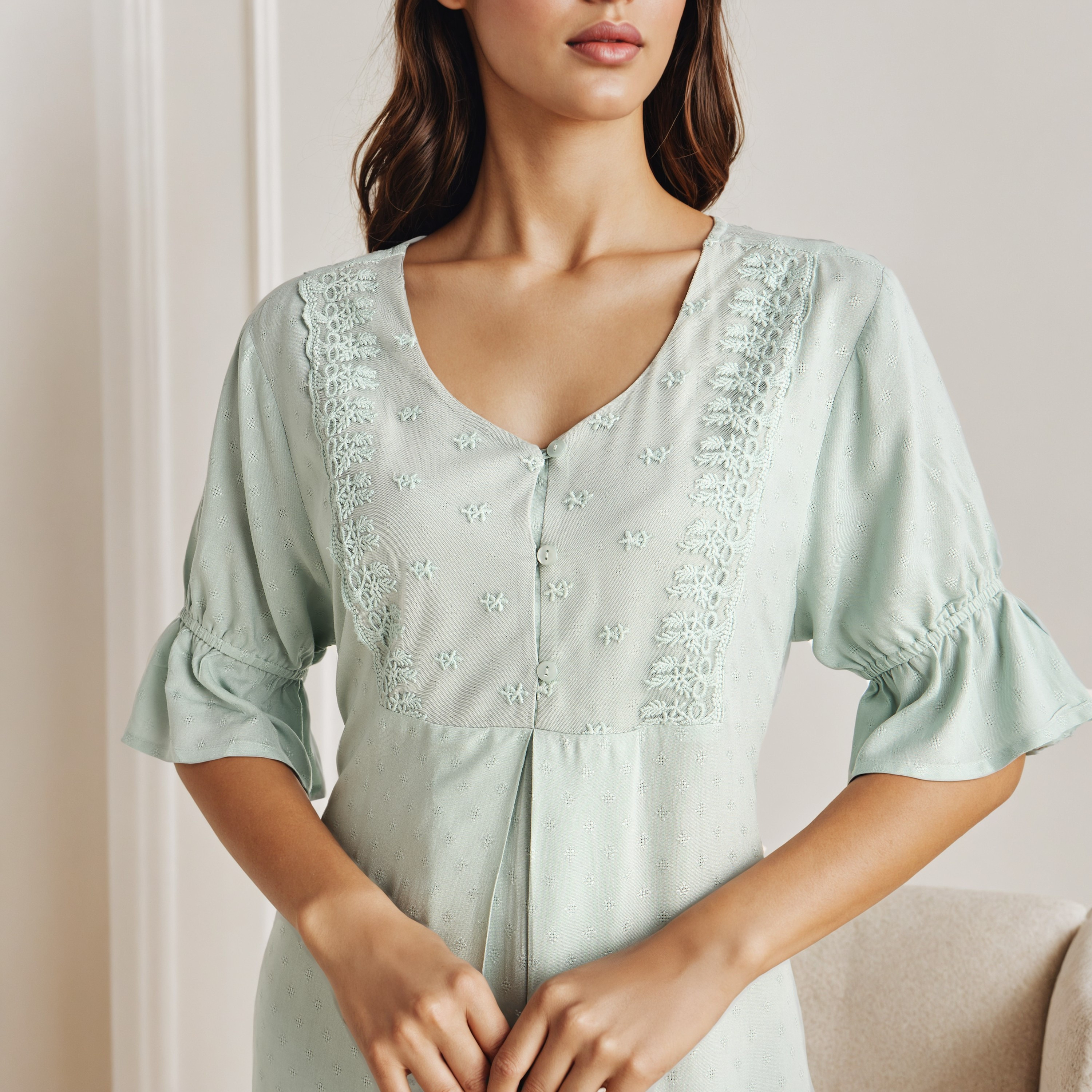 فستان نوم ماكسي فيسكوز بتطريز-women-clothing-nightwear-nighties-image-3