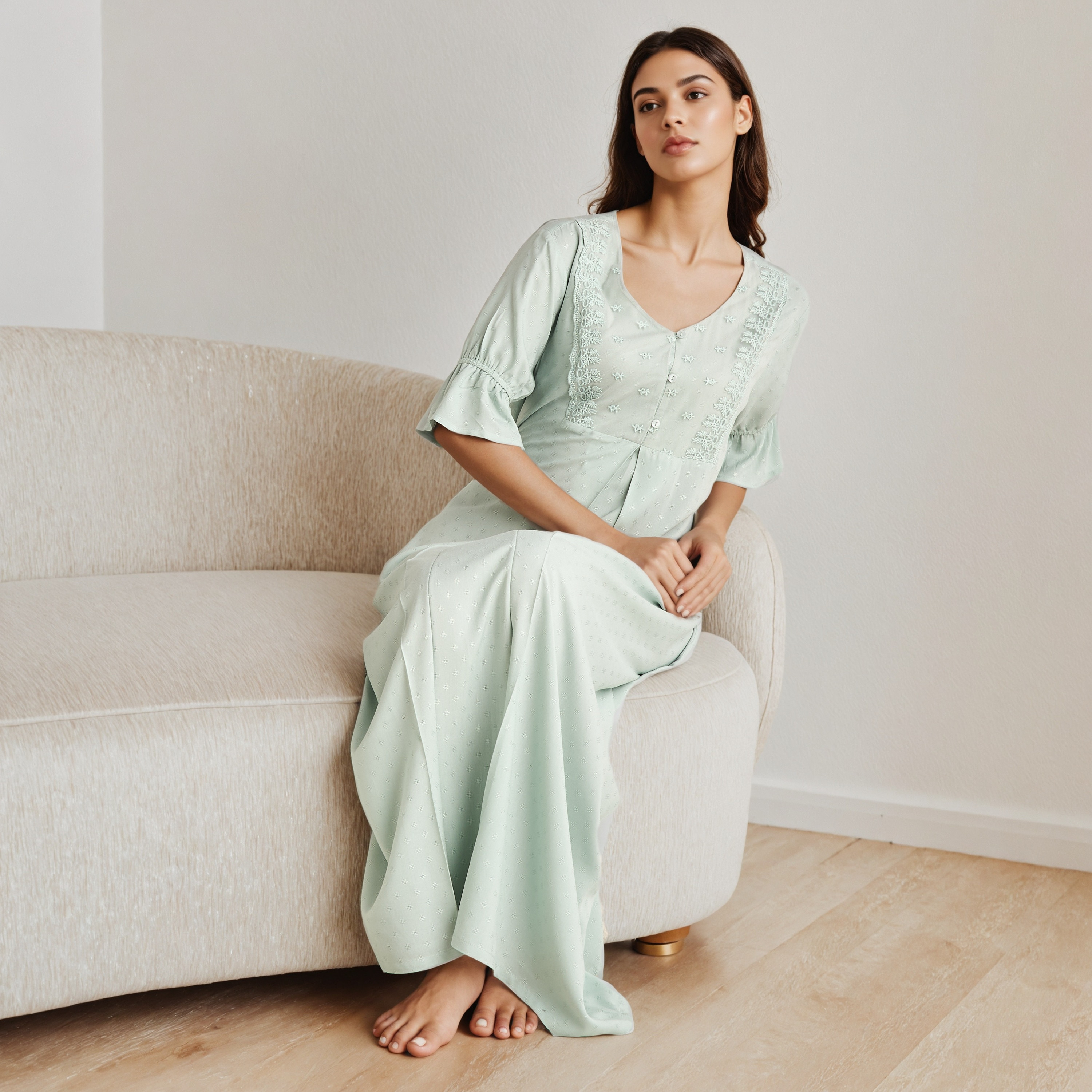 فستان نوم ماكسي فيسكوز بتطريز-women-clothing-nightwear-nighties-image-5