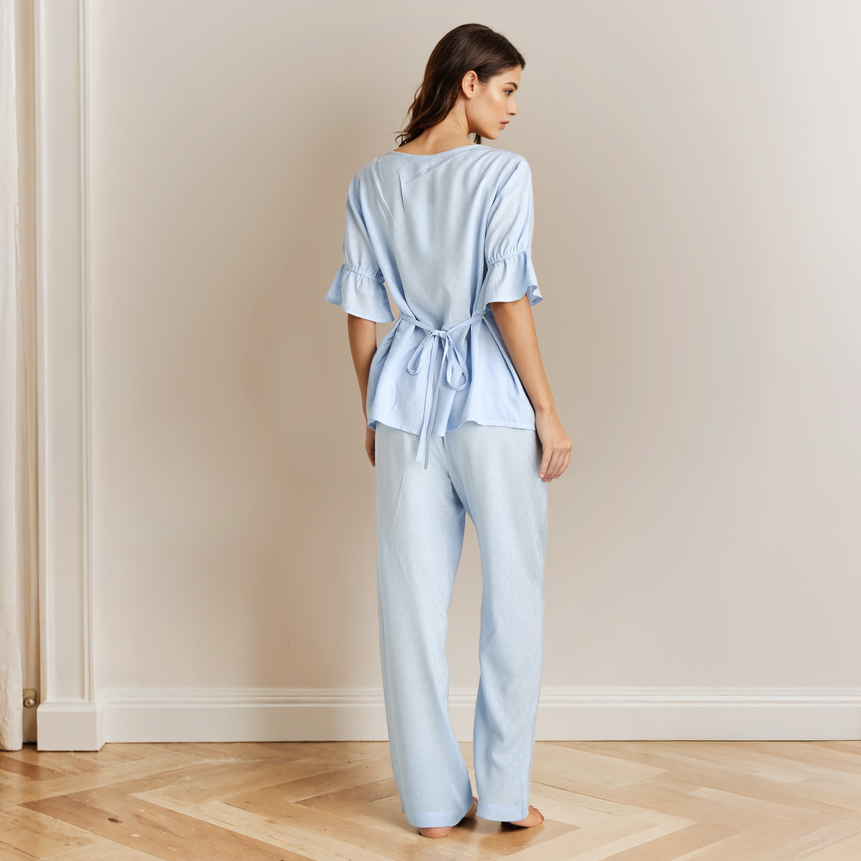 Pyjama Set Button Down Shirt & Trousers Viscose-women-clothing-nightwear-pyjamas-longsets-image-3