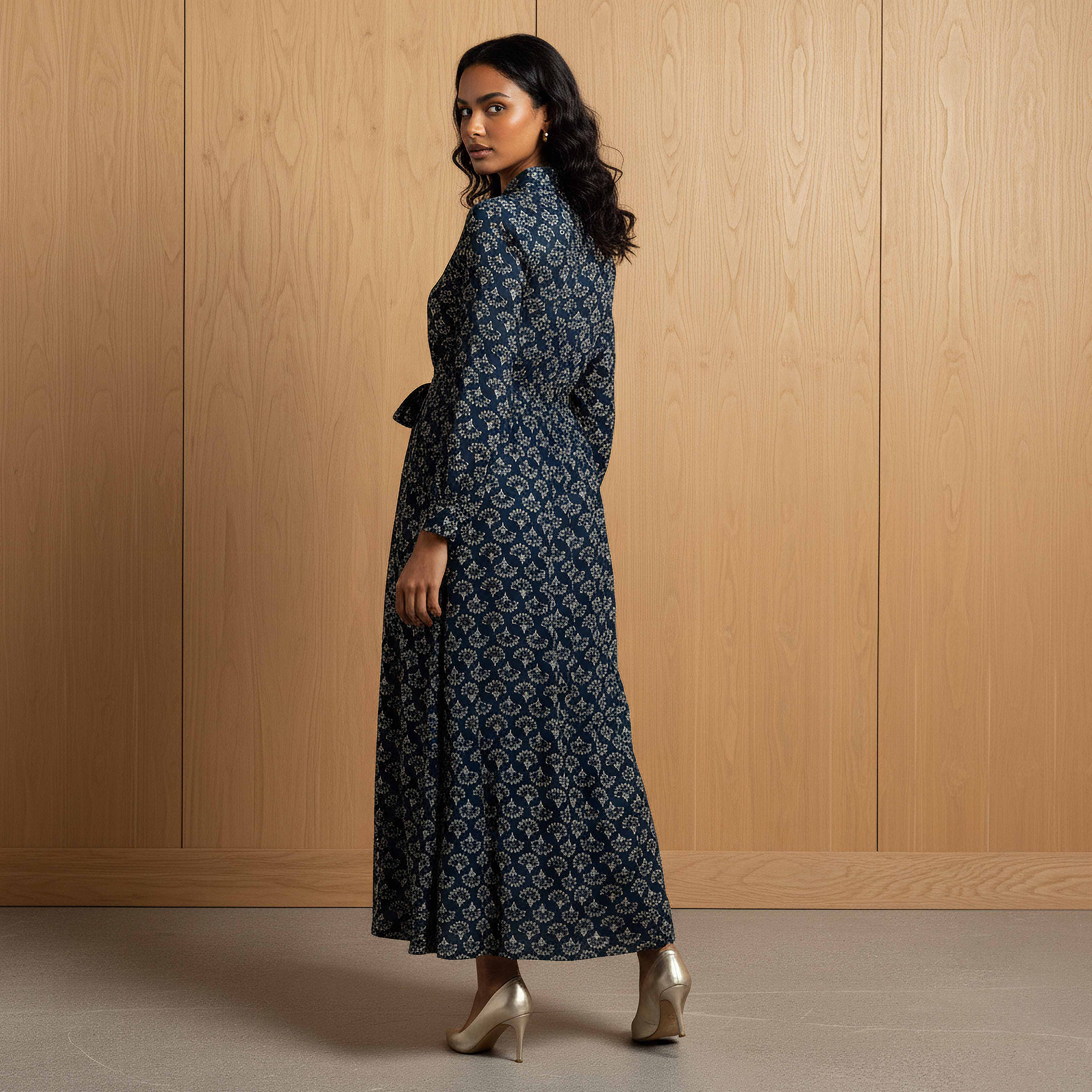 فستان فيسكوز نسائي بطبعة زهور وبتفاصيل رباط-women-clothing-dresses-image-3