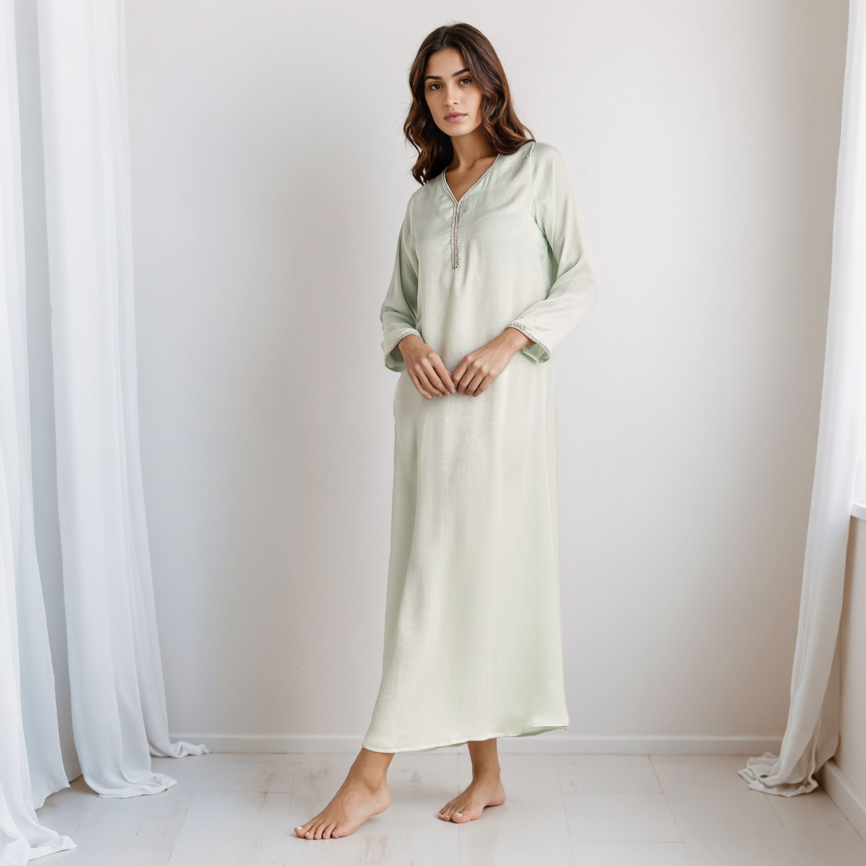 قميص نوم طويل برقبة V-women-clothing-nightwear-nighties-image-4