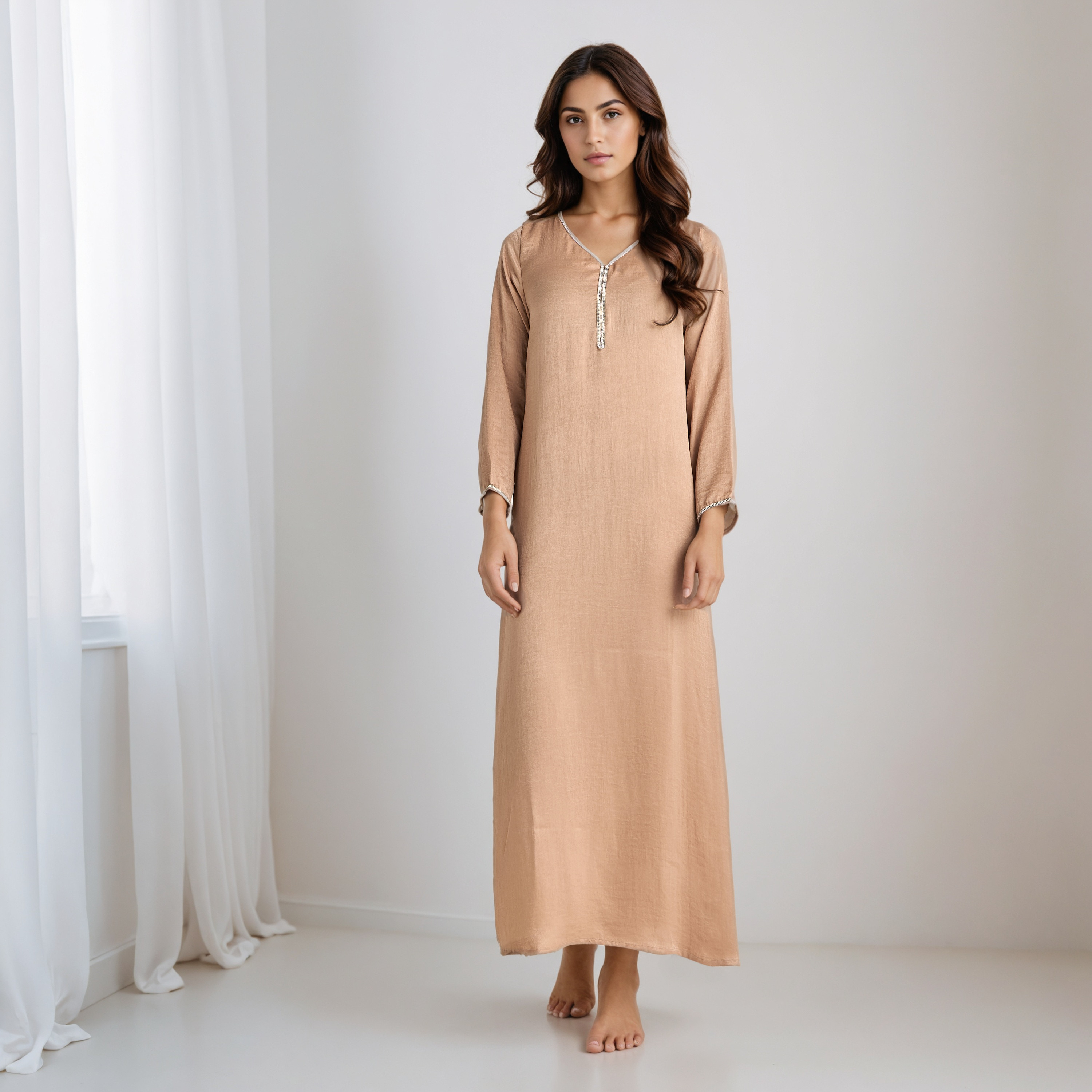 قميص نوم طويل برقبة V-women-clothing-nightwear-nighties-image-2