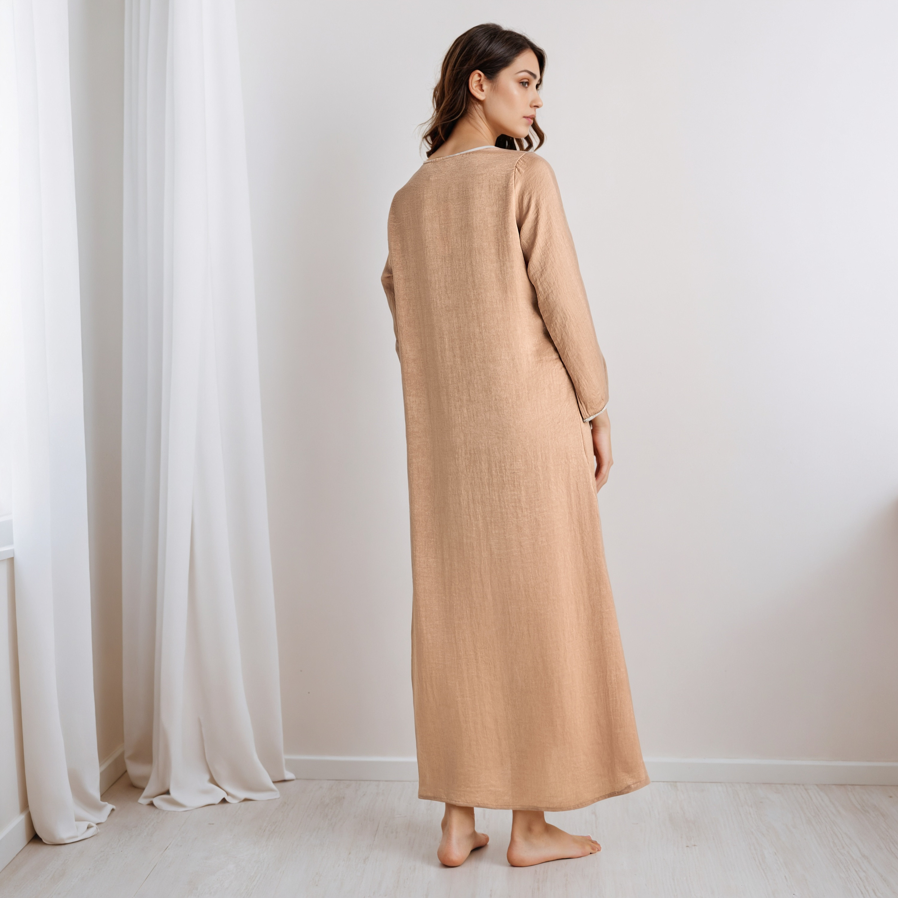 قميص نوم طويل برقبة V-women-clothing-nightwear-nighties-image-3