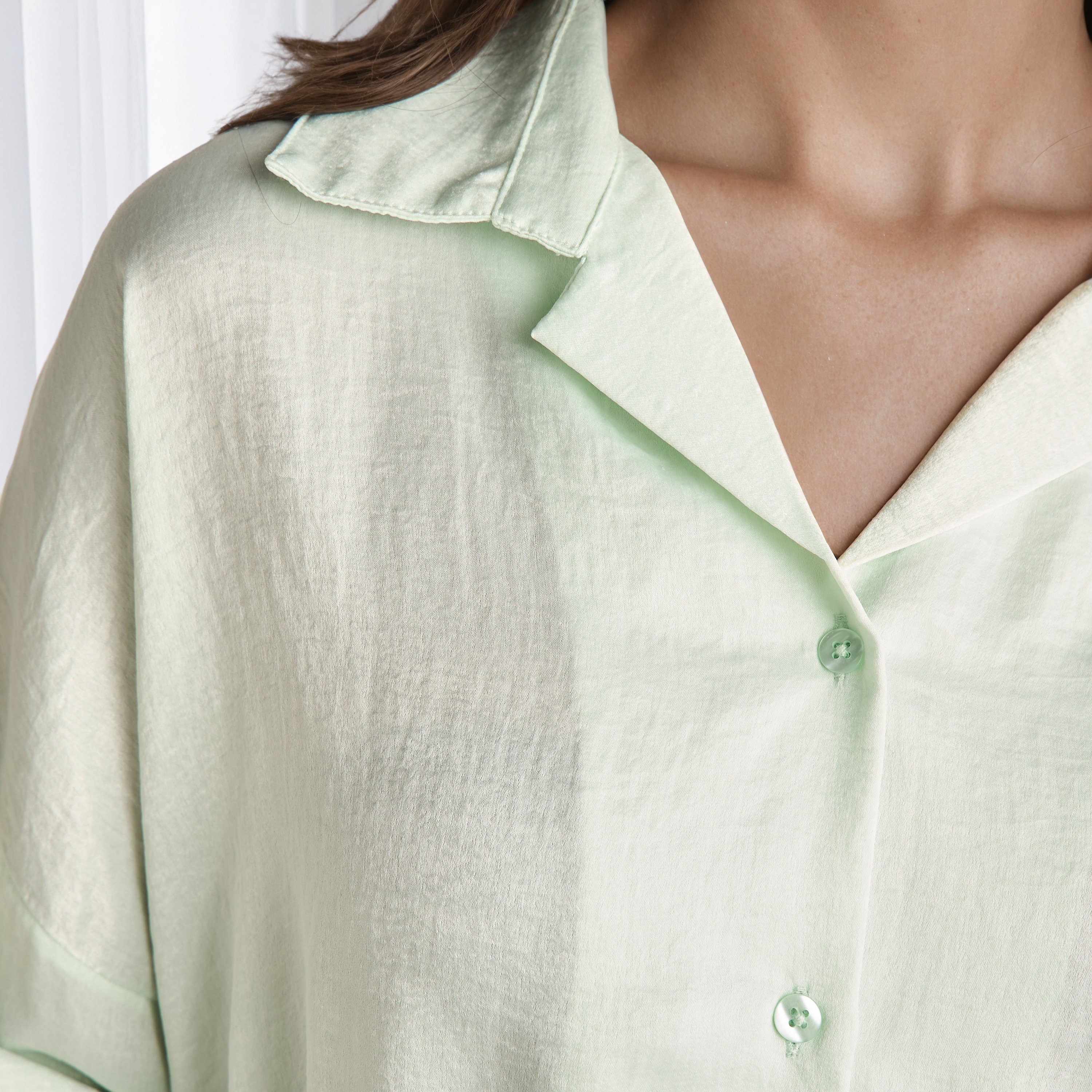 Pyjama Set Collared Shirt & Trousers Polyester-women-clothing-nightwear-pyjamas-longsets-image-6