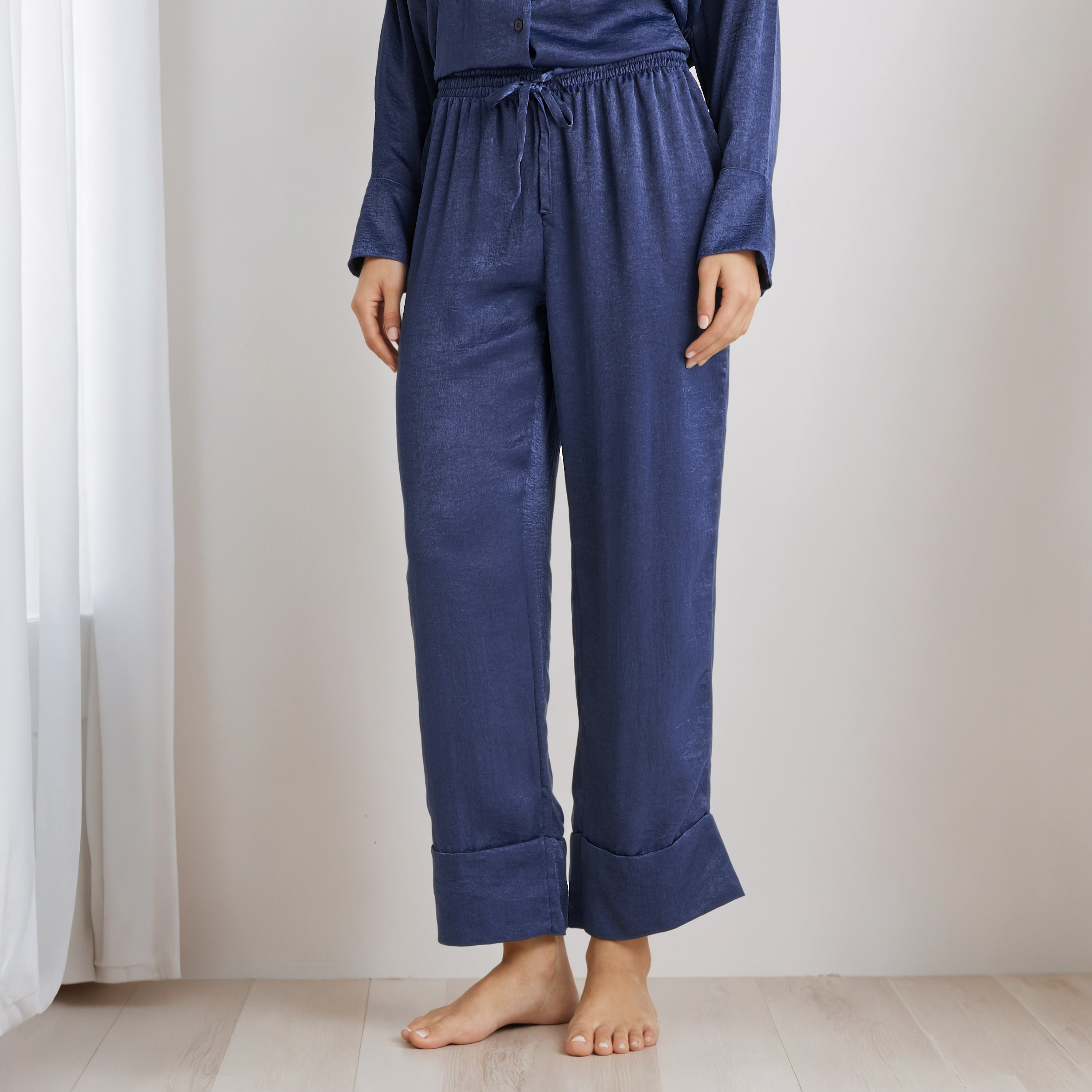 Pyjama Set Collared Shirt & Trousers Polyester-women-clothing-nightwear-pyjamas-longsets-image-4