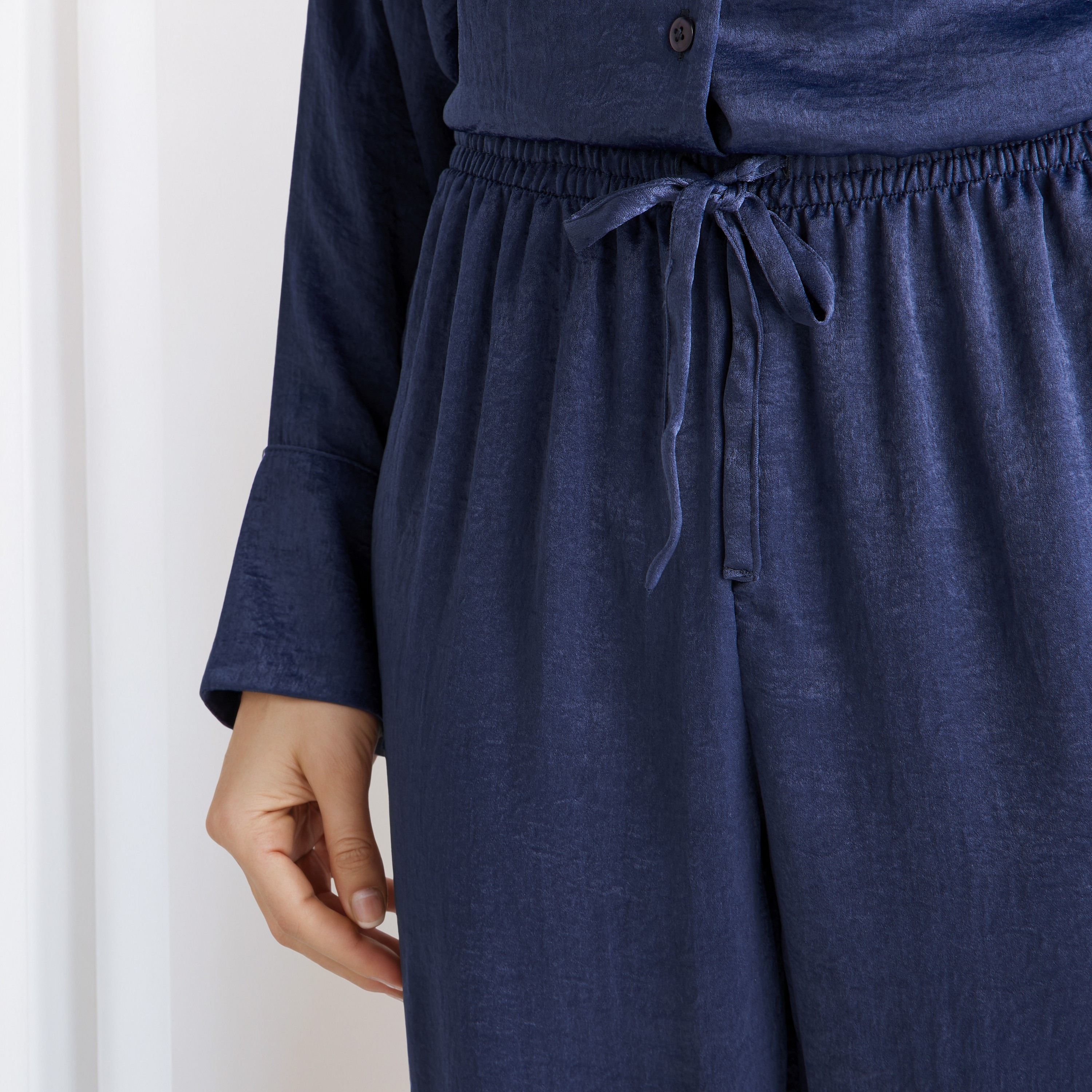 Pyjama Set Collared Shirt & Trousers Polyester-women-clothing-nightwear-pyjamas-longsets-image-5
