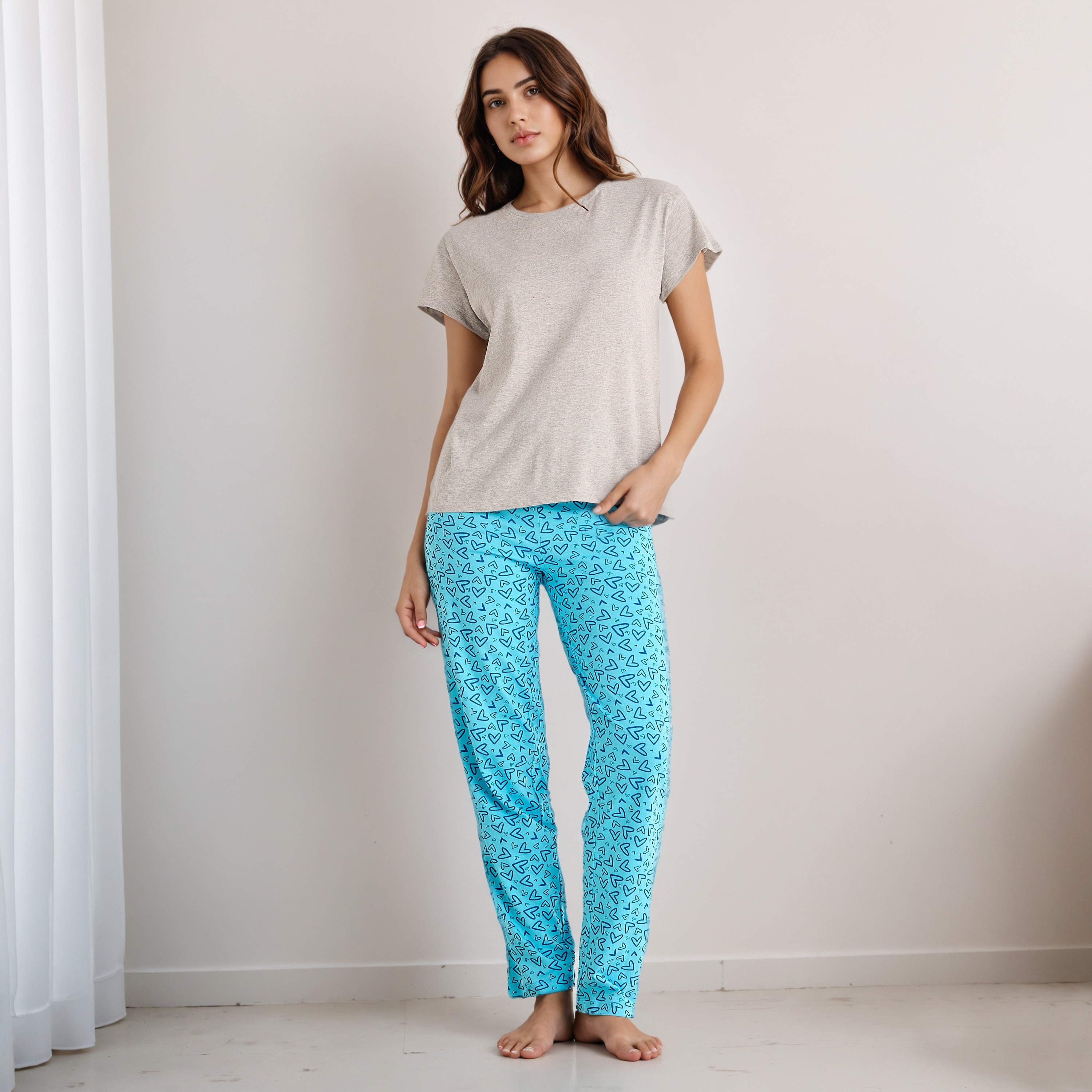 Pyjama Set T-shirt & Trousers Cotton-women-clothing-nightwear-pyjamas-longsets-image-1