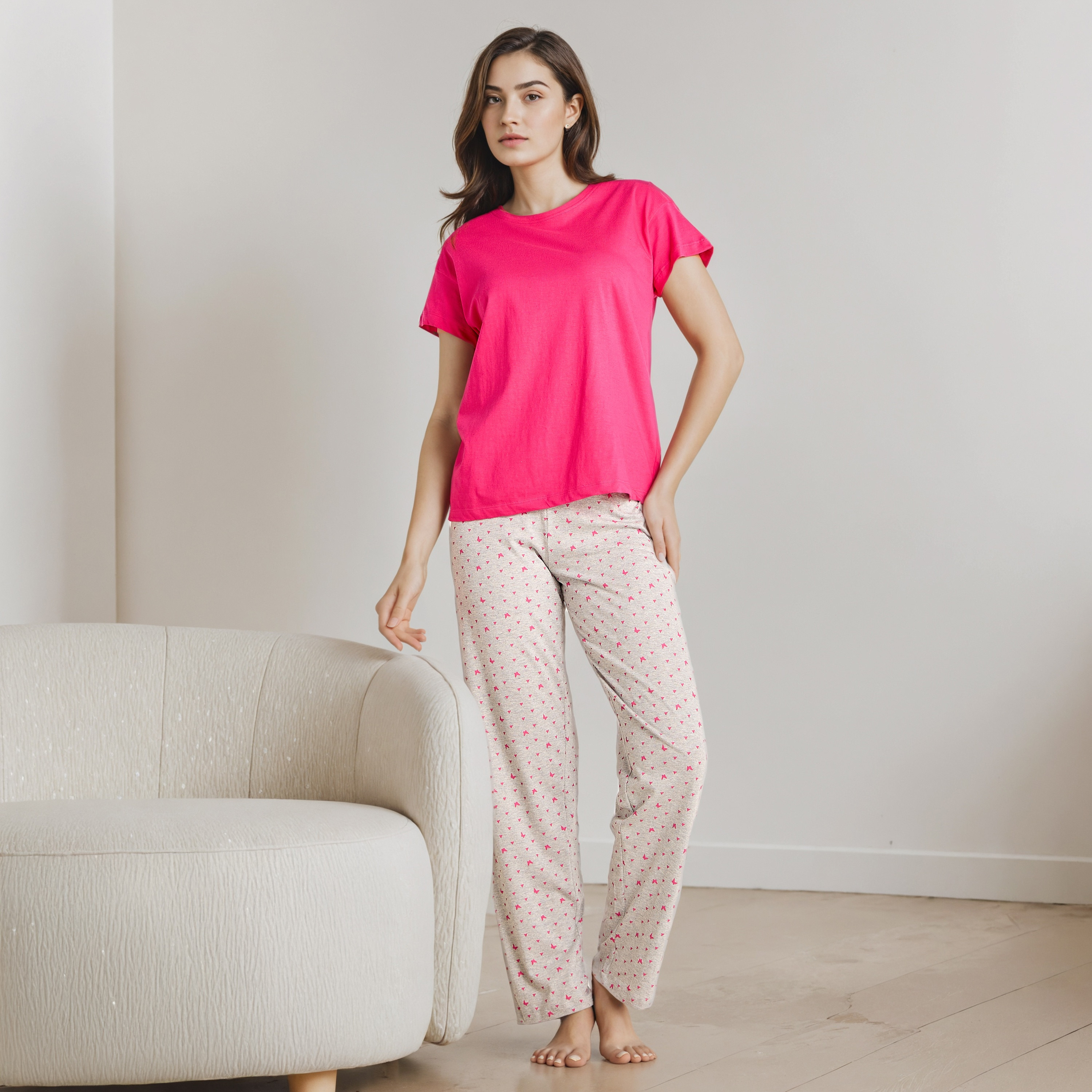 Pyjama Set T-shirt & Trousers Cotton-women-clothing-nightwear-pyjamas-longsets-image-1