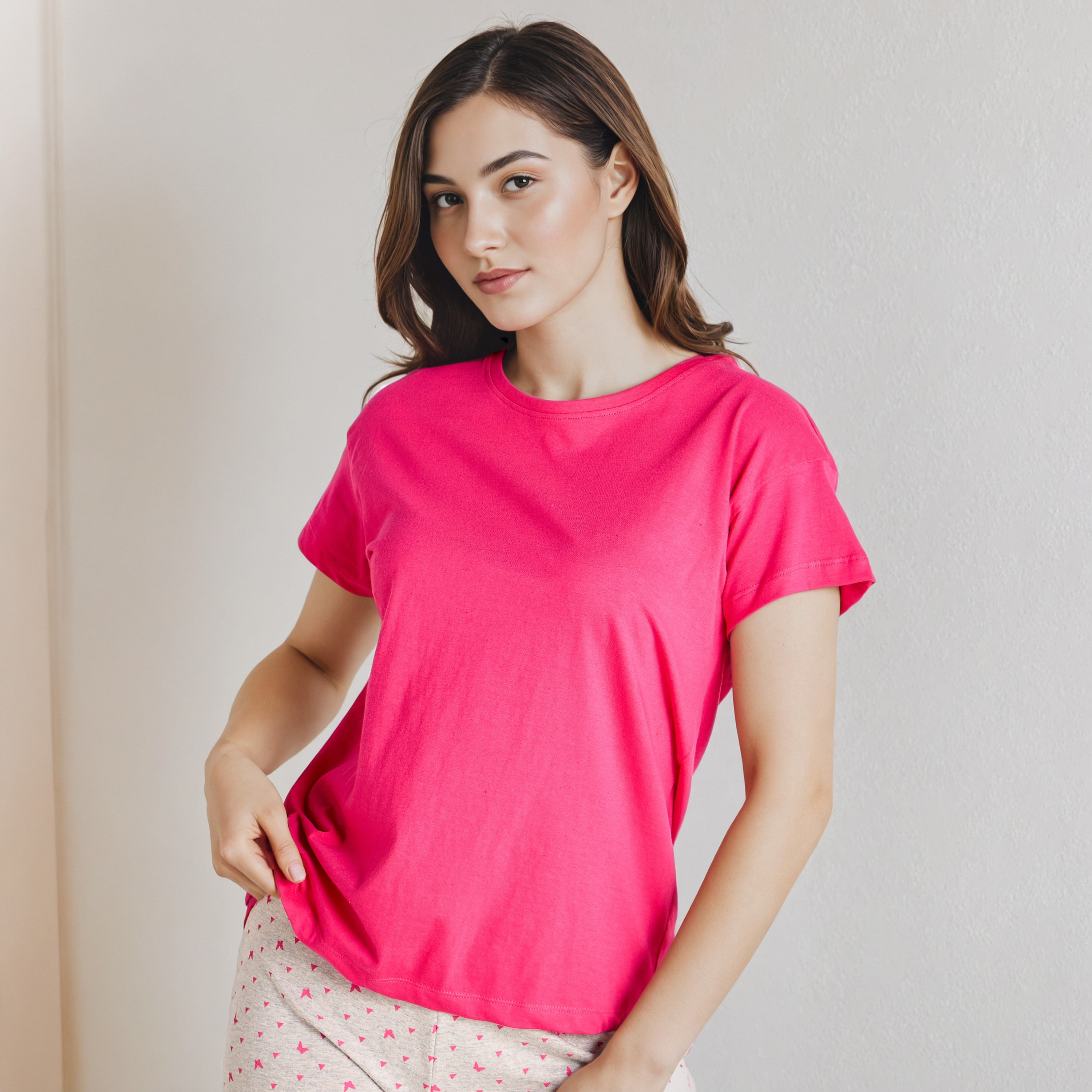 Pyjama Set T-shirt & Trousers Cotton-women-clothing-nightwear-pyjamas-longsets-image-2