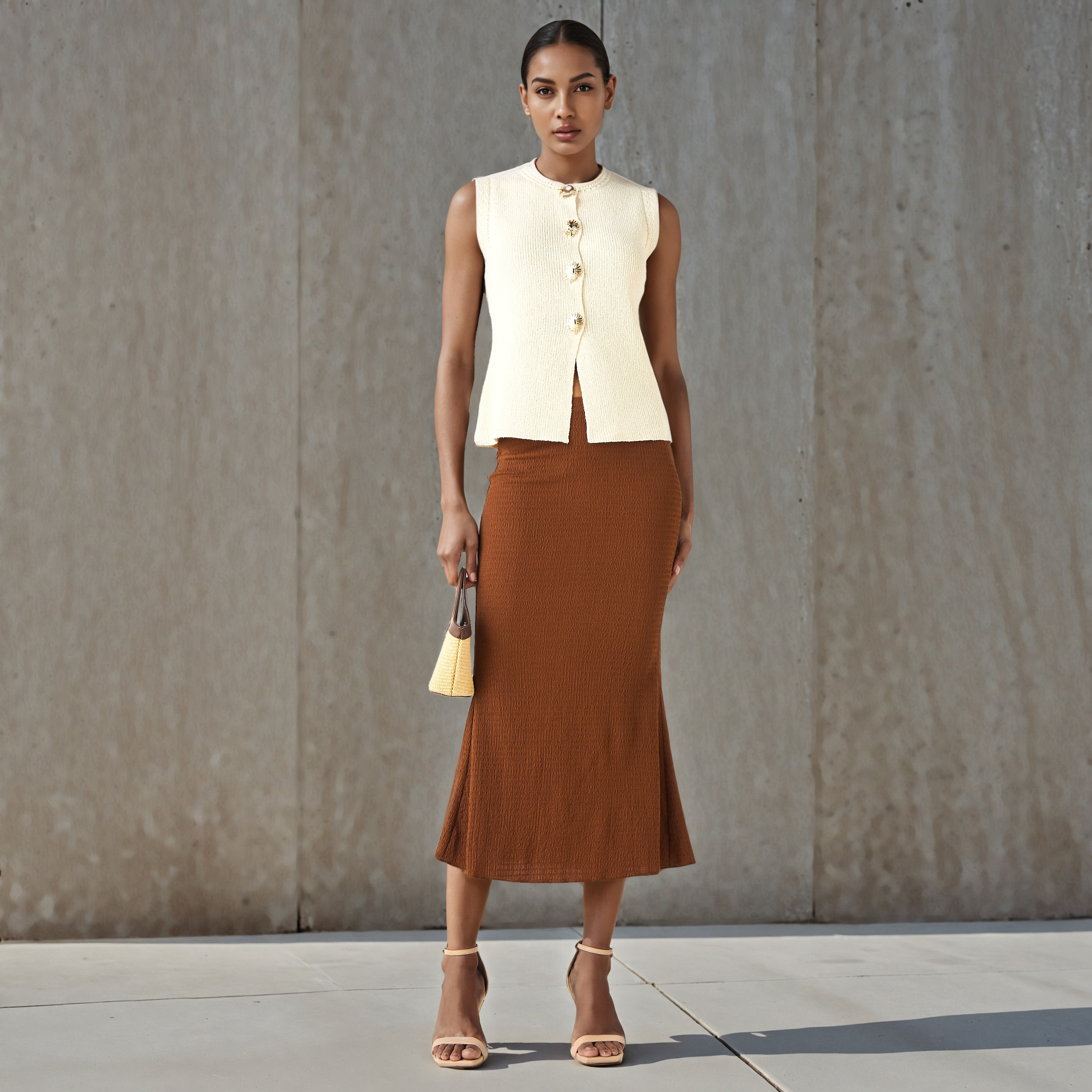 Mermaid Cut Textured Midi Skirt-women-clothing-bottoms-skirts-image-2